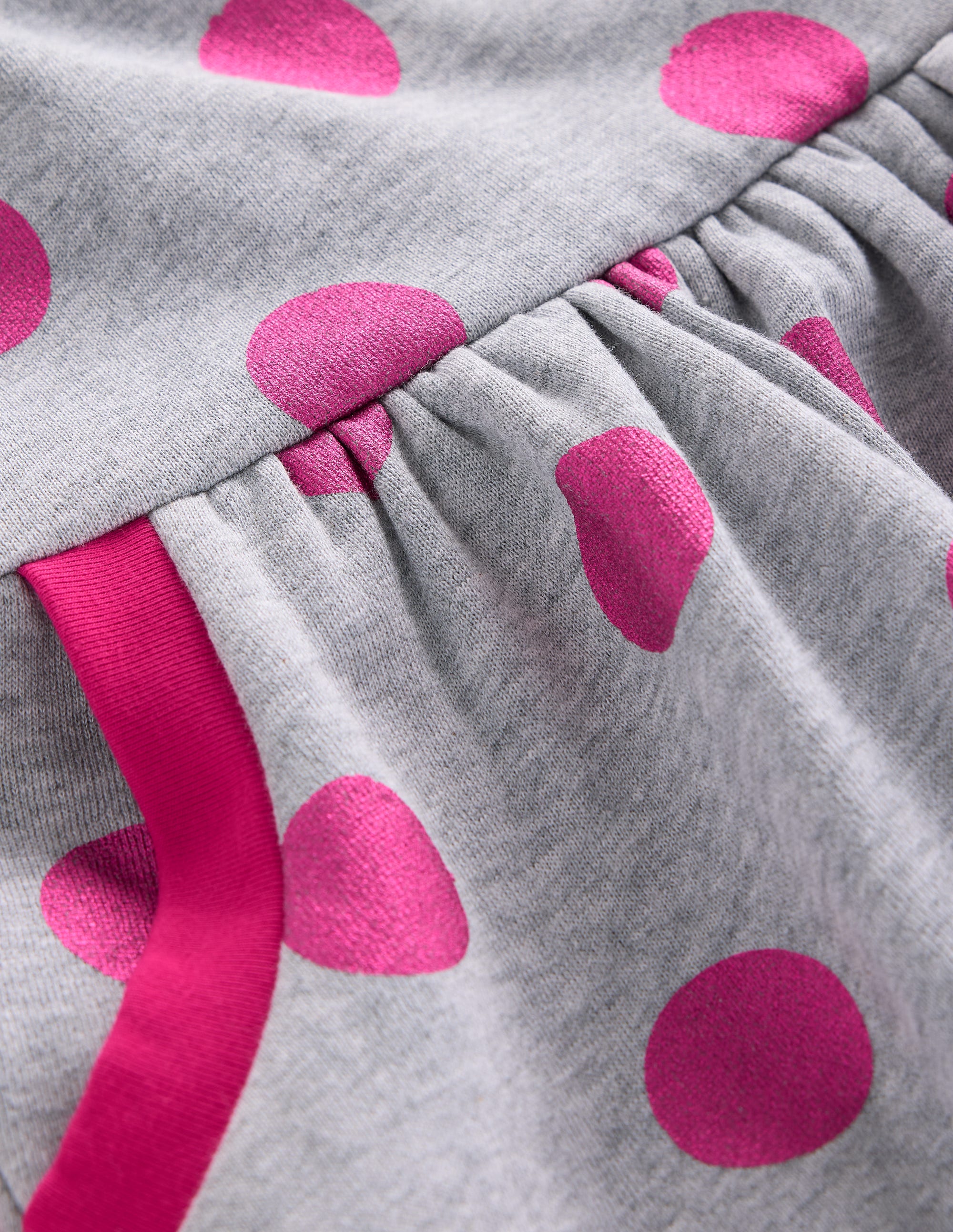 Kuscheliges, bedrucktes Sweatshirt-Kleid-Grau Meliert/Rosa Folien-Punkte - Image 3