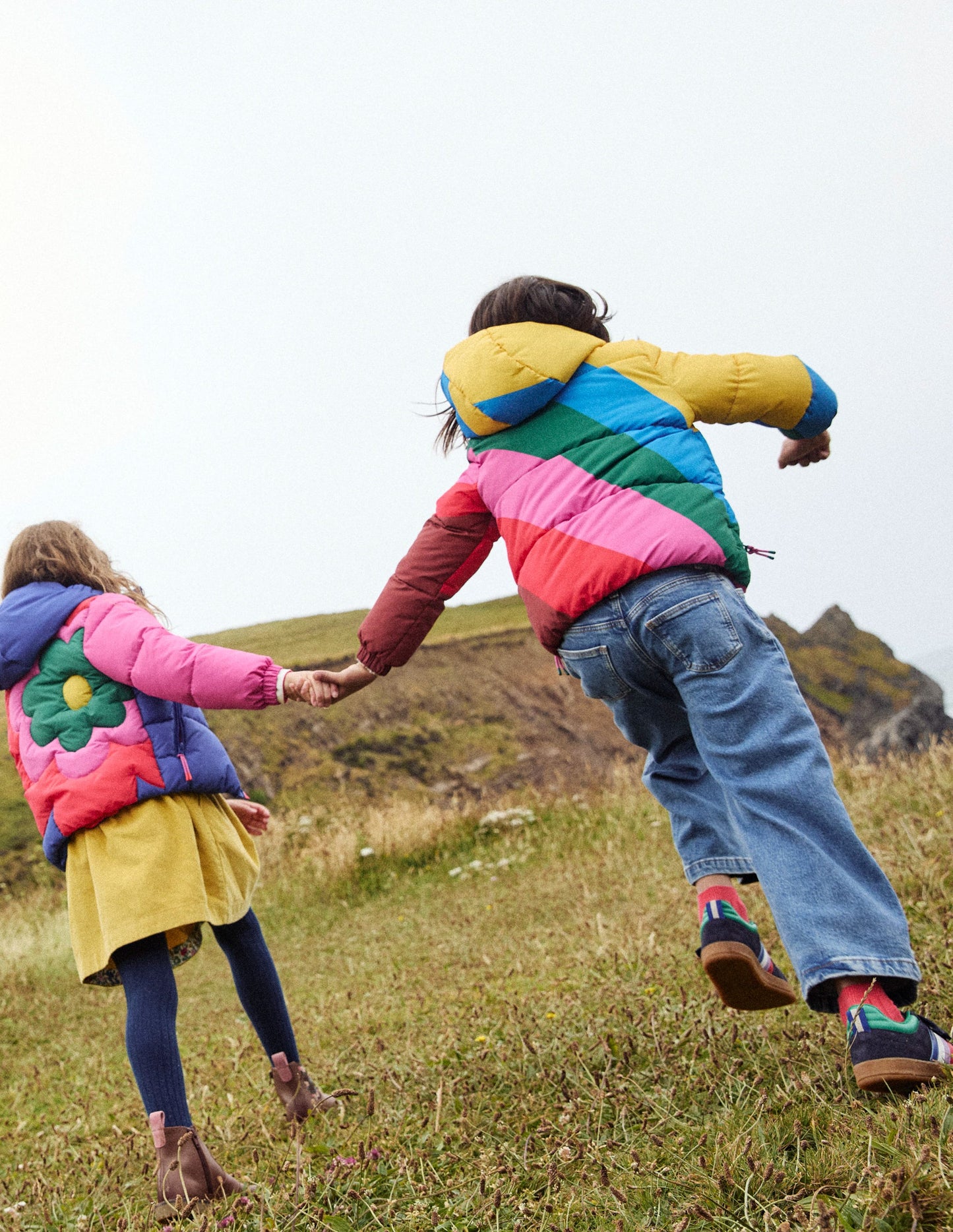 Fun Padded Coat-Rainbow Wave