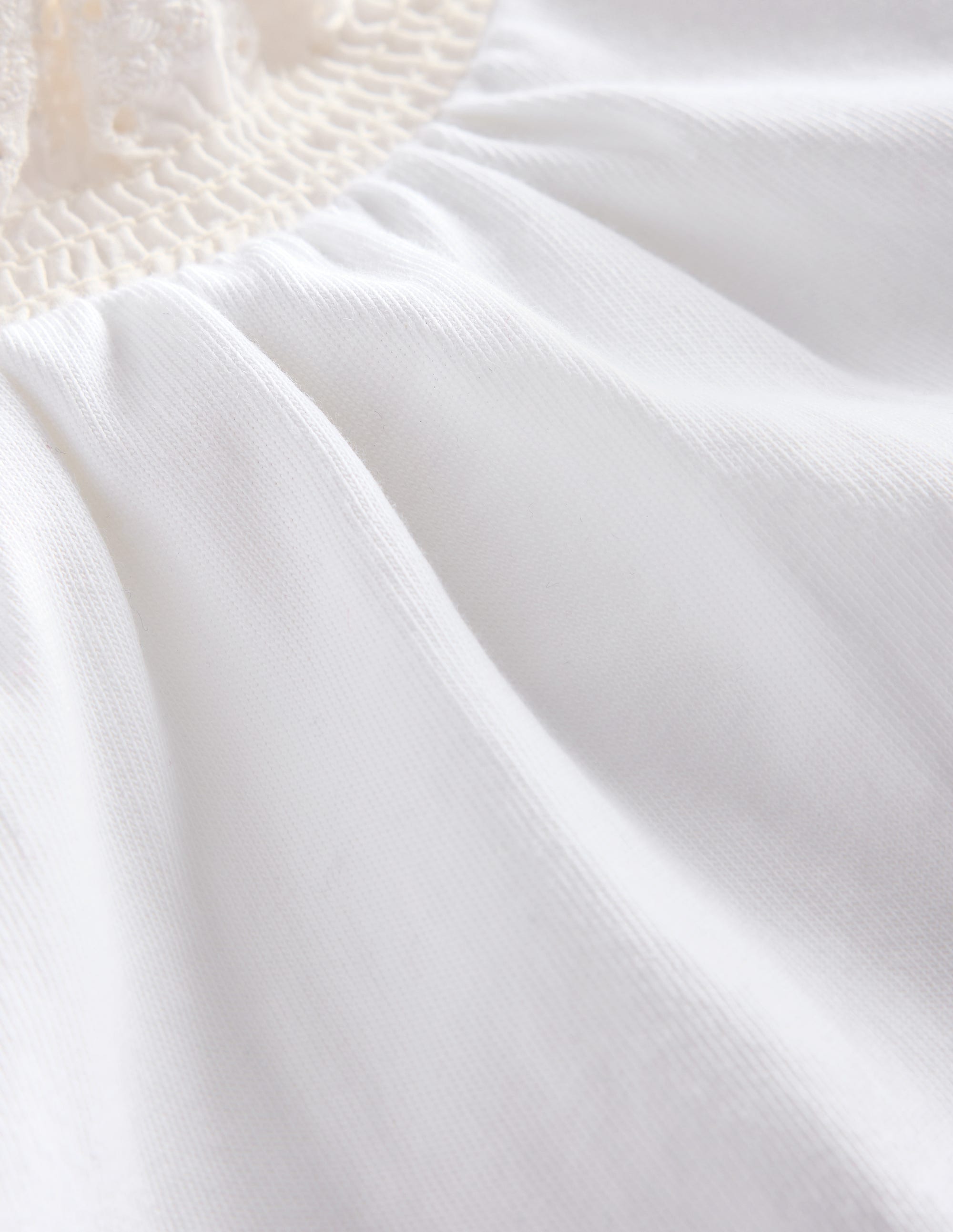Blouse à col dentelle en jersey-Ivoire et Bleu Marine à Pois - Image 3