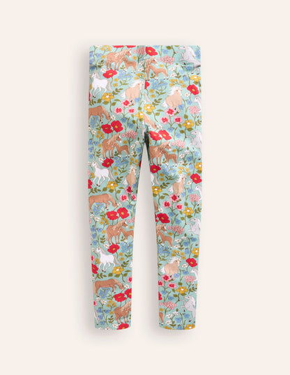 Fun Cosy Leggings-Blue Pony Floral