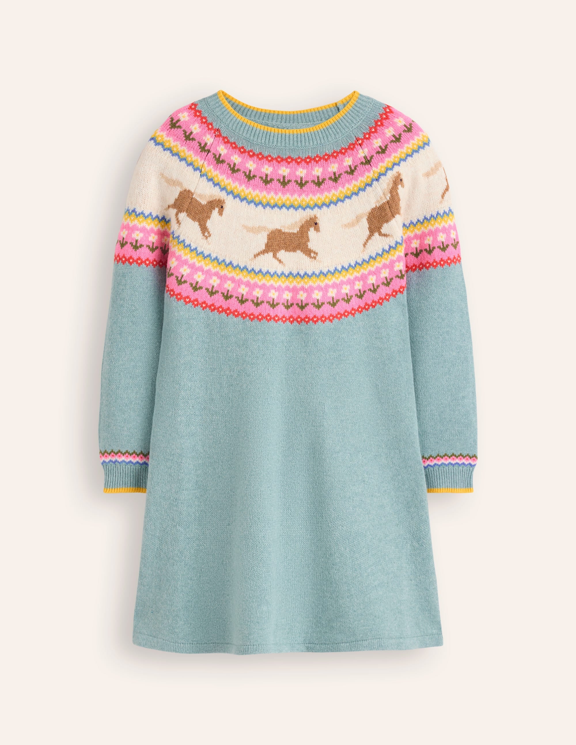 Minnie Fair-Isle-Pulloverkleid-Meeresnebel Meliert Pferde - Image 4