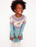 Minnie Fair-Isle-Pulloverkleid-Meeresnebel Meliert Pferde