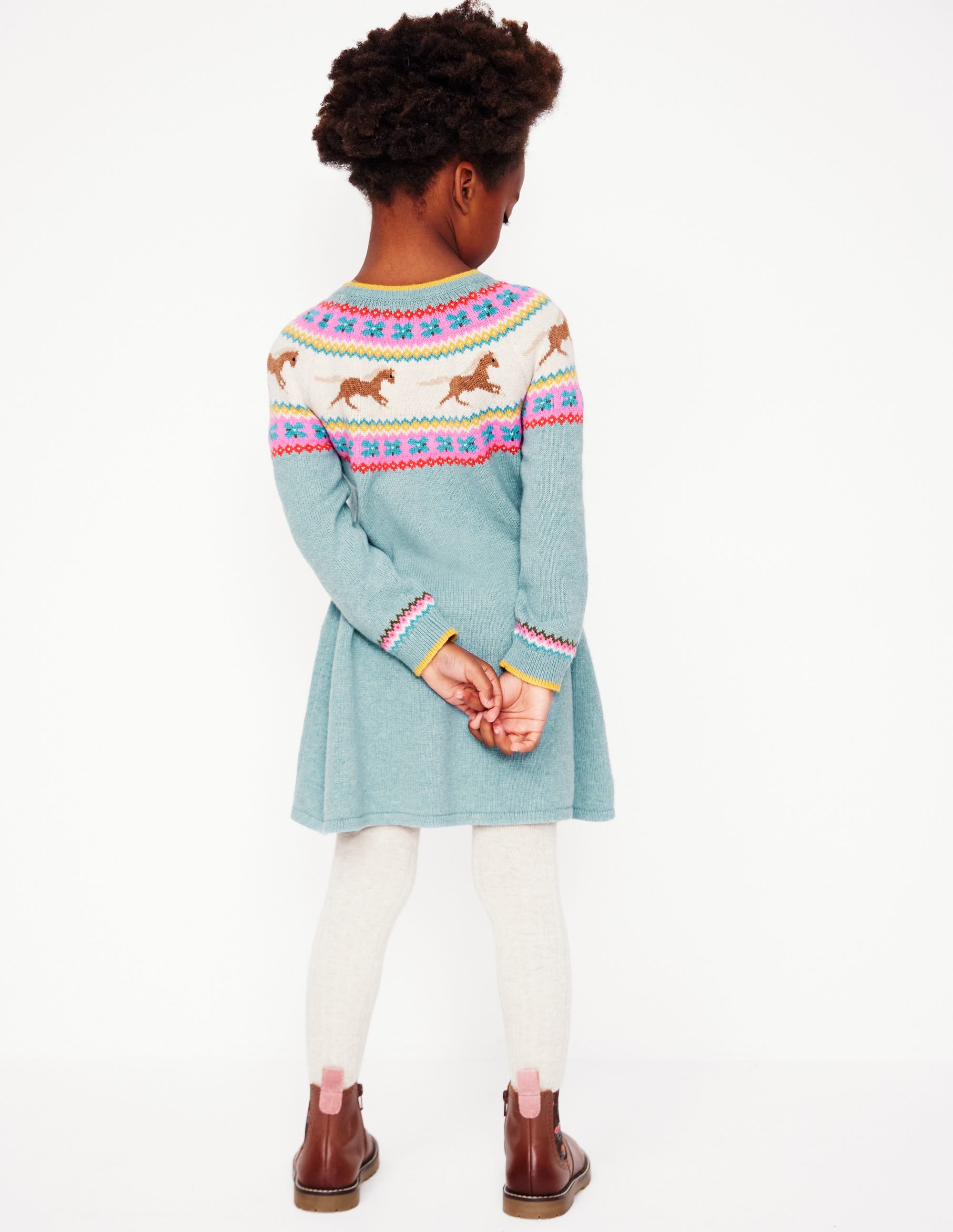 Minnie Fair-Isle-Pulloverkleid-Meeresnebel Meliert Pferde - Image 3