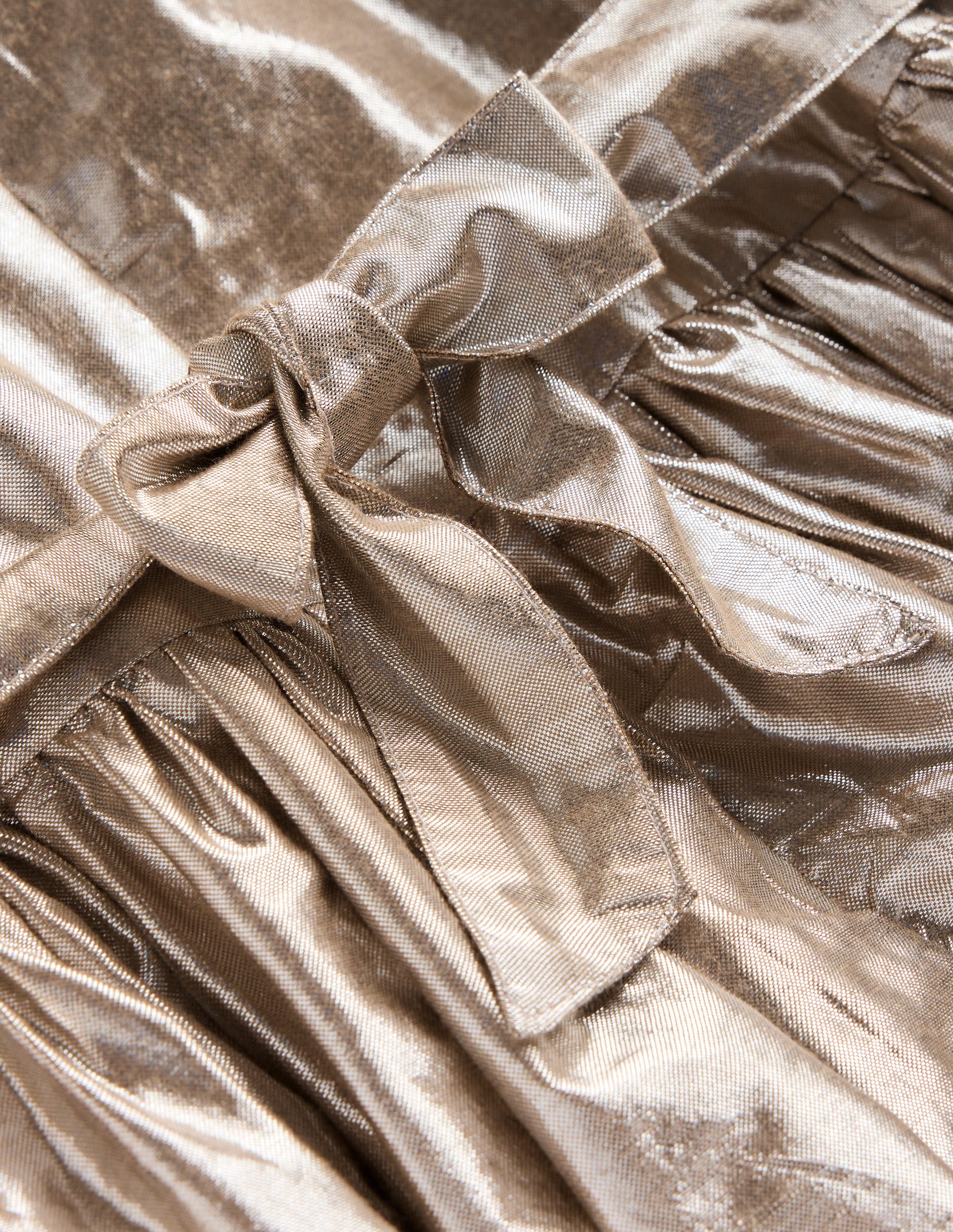 Robe de fête métallisée à smocks-Or-3