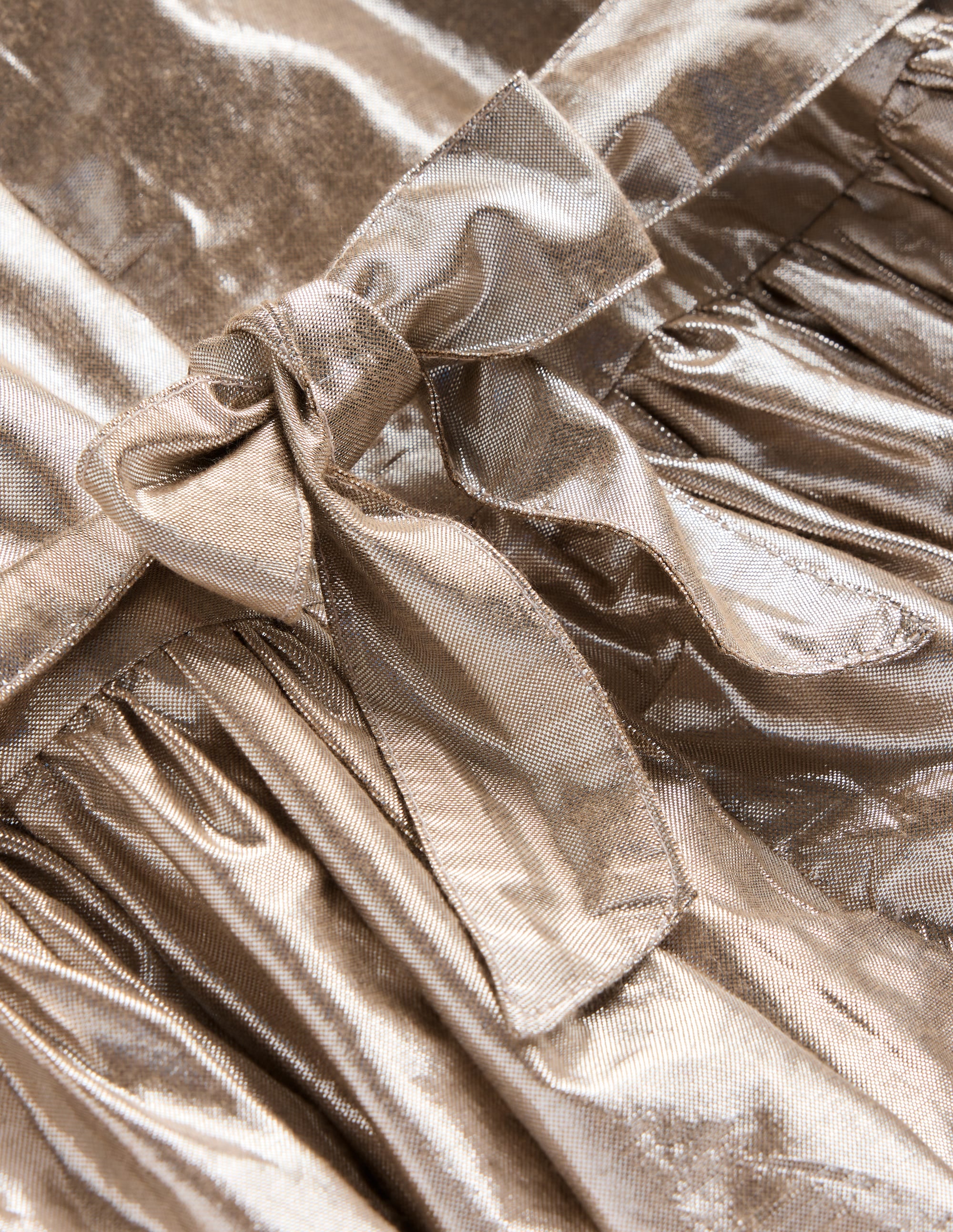 Robe de fête métallisée à smocks-Or - Image 3