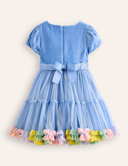 Robe Beth en tulle avec corsage en velours-Myosotis