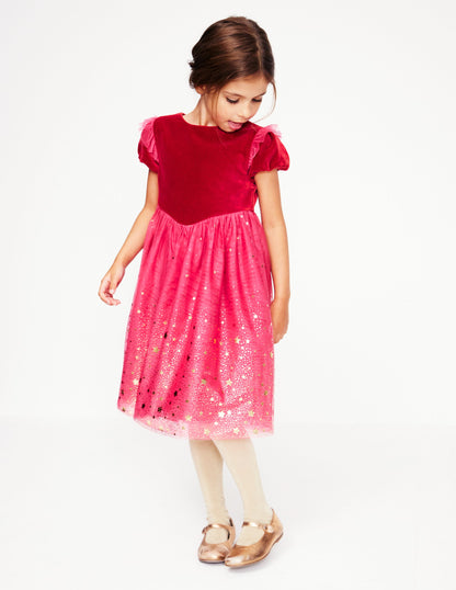 Robe de fête Esther métallisée-Rose Foncé