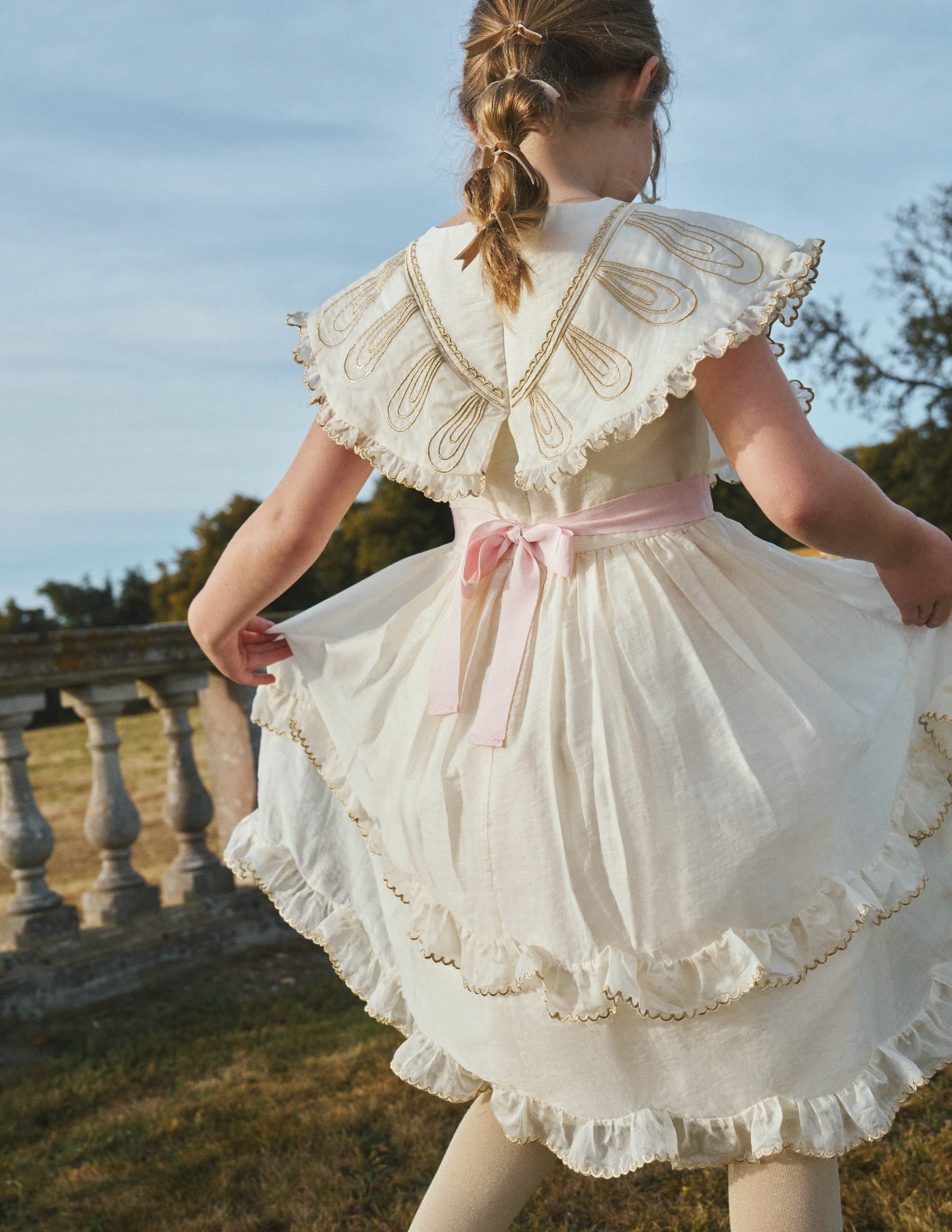Organza Angel Ruffle Dress-Ivory - Image 5
