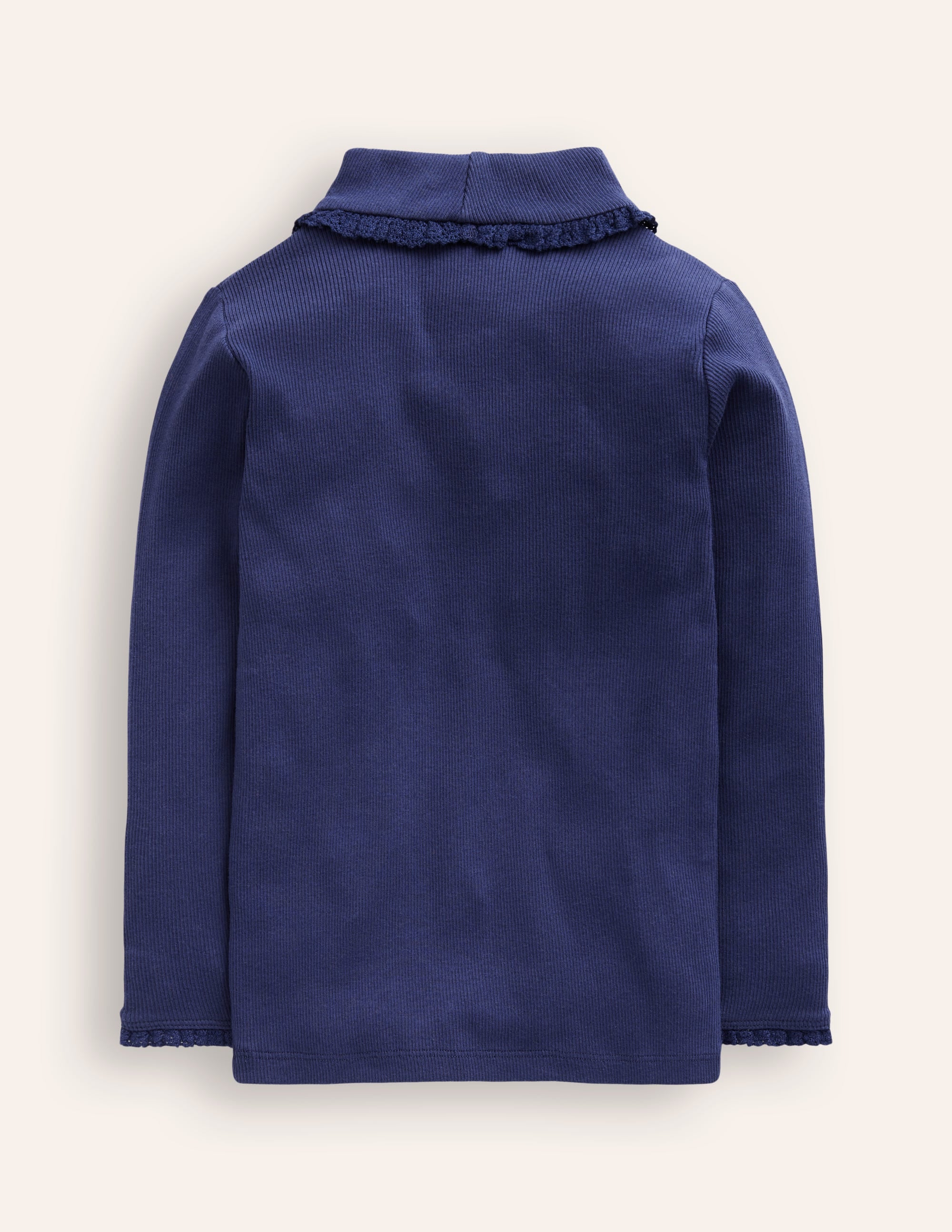 Gerippter Rollkragenpullover mit Spitzenbesatz-Anemone - Image 2