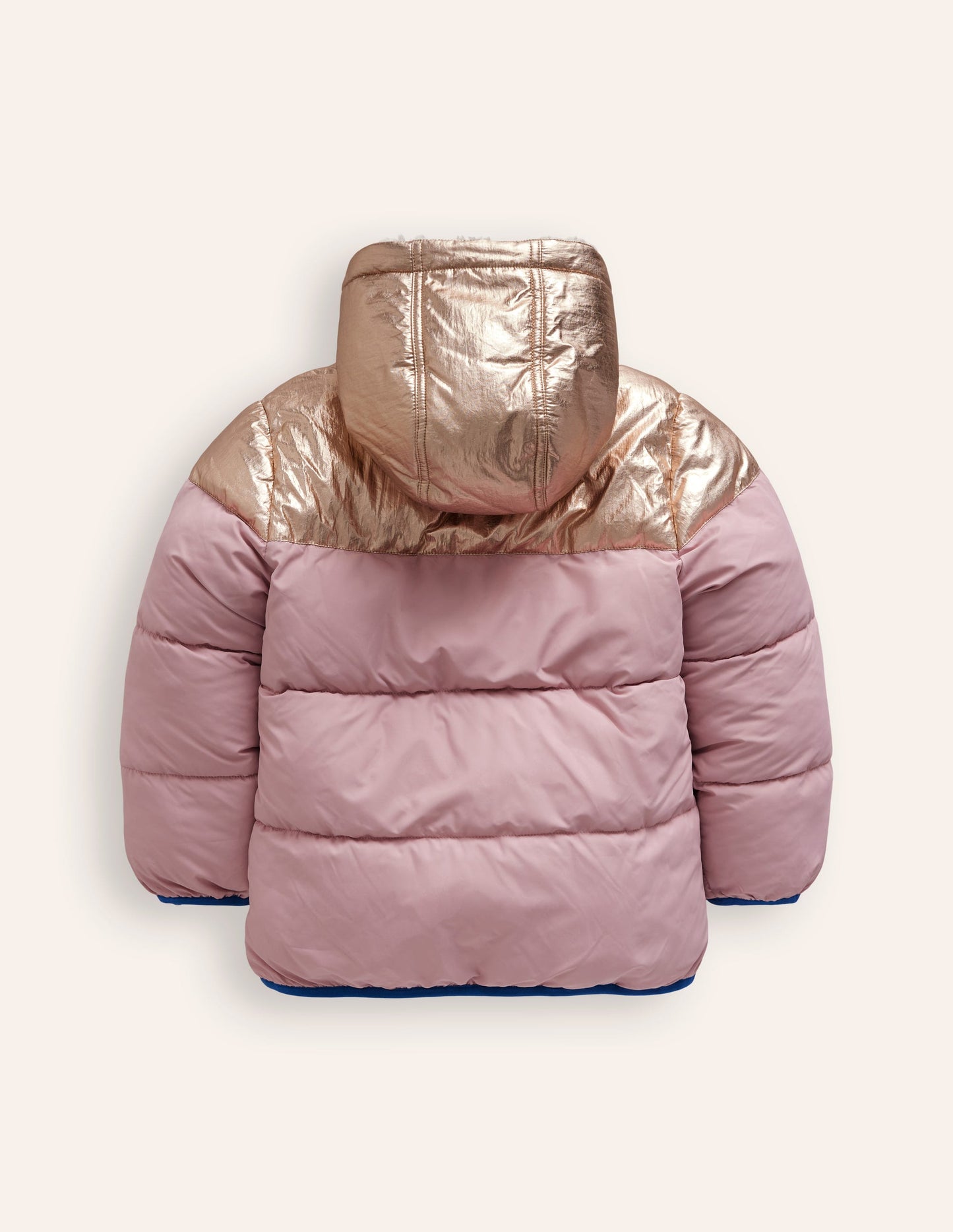 Manteau confortable réversible en borg-Colourblock métallisé rose