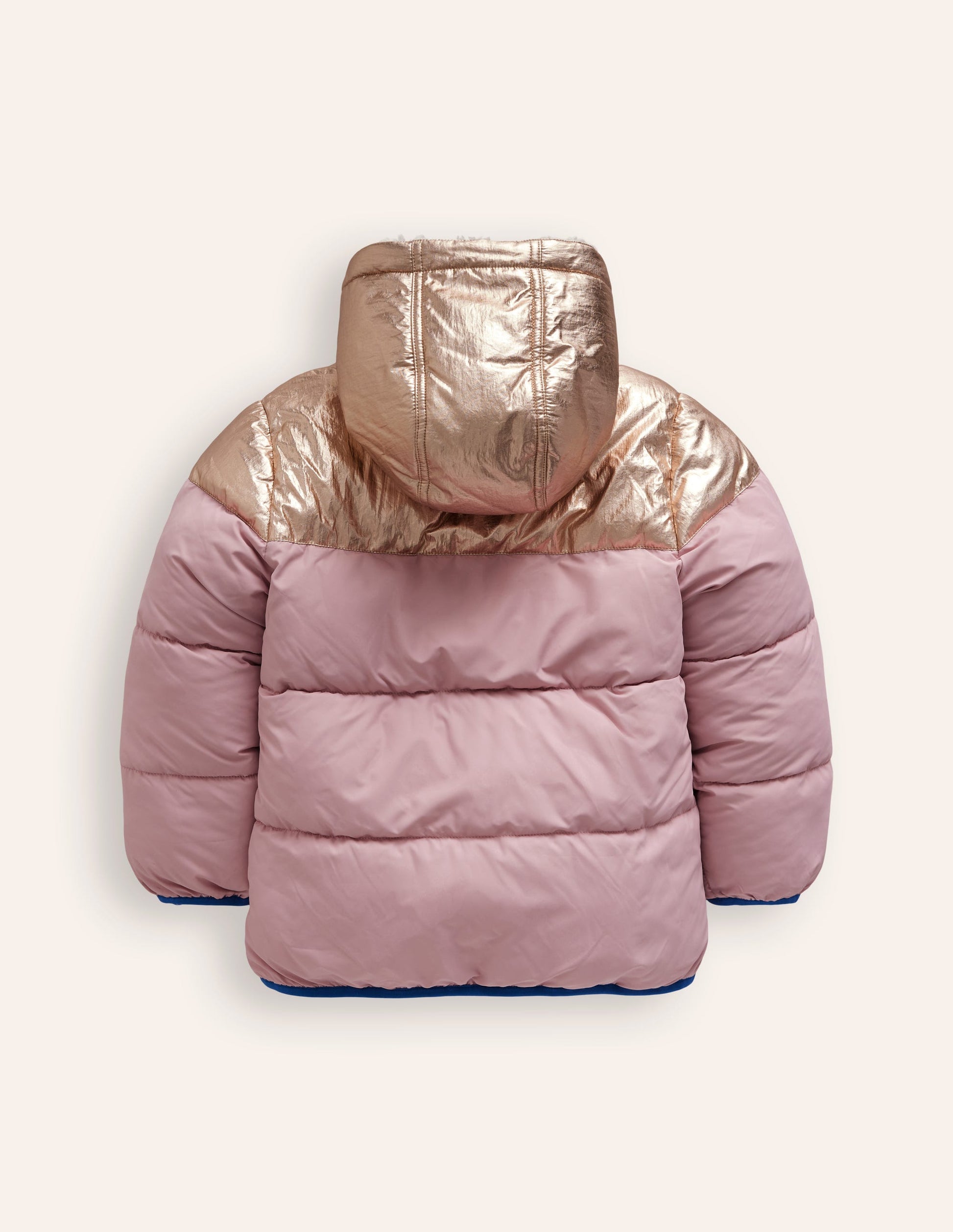 Manteau confortable réversible en borg-Colourblock métallisé rose-2