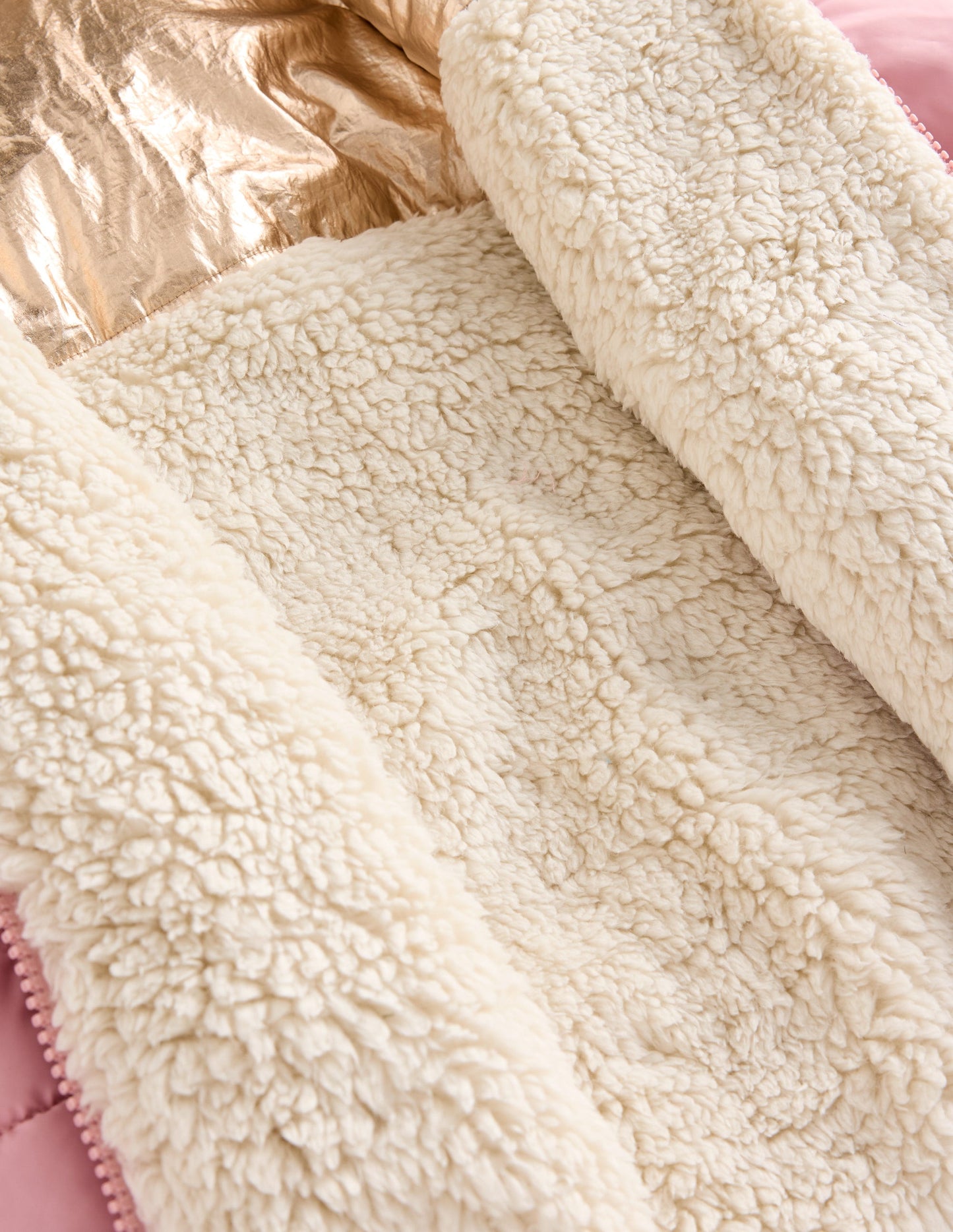 Manteau confortable réversible en borg-Colourblock métallisé rose