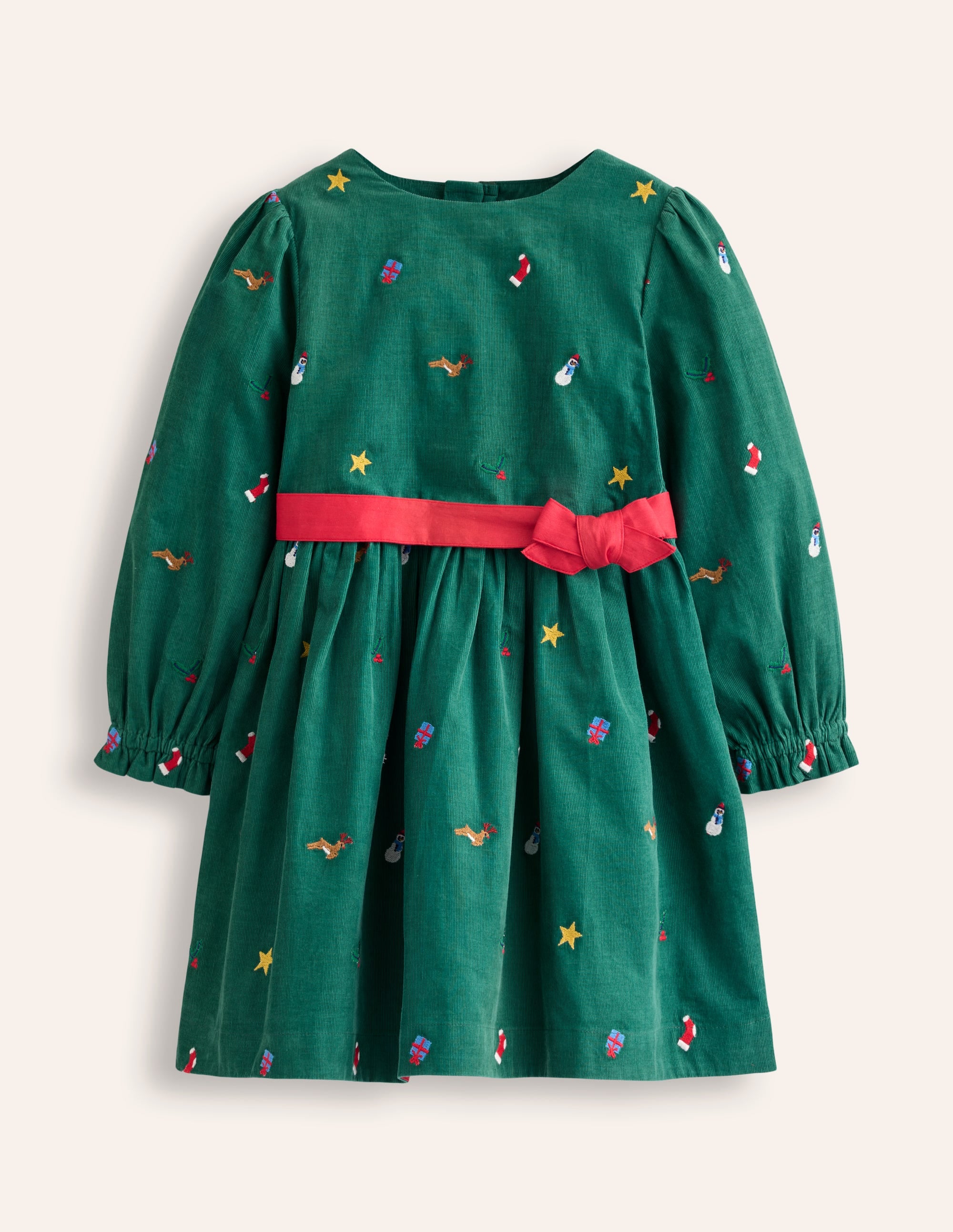 Robe de fête Peggy en velours côtelé-Broderie Festive Vert Bijou - Image 5