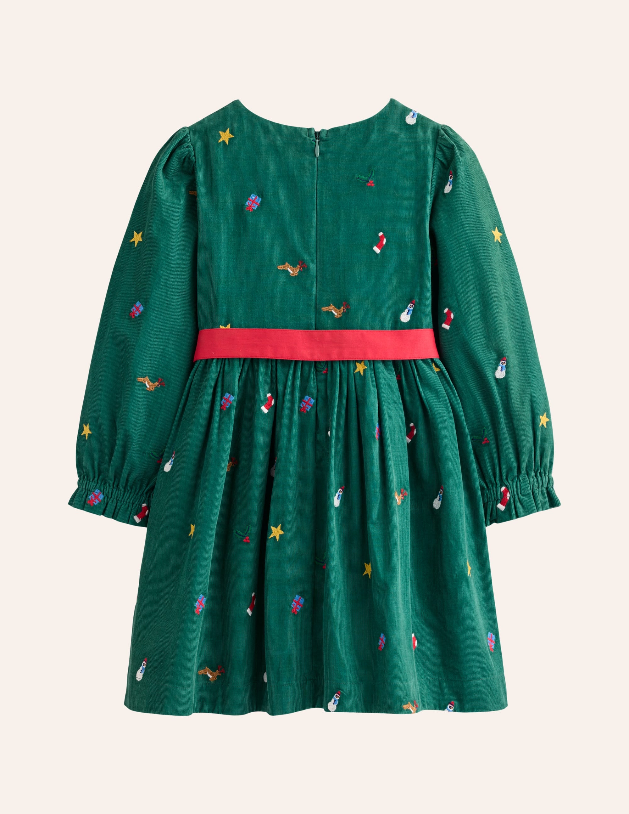Robe de fête Peggy en velours côtelé-Broderie Festive Vert Bijou - Image 6