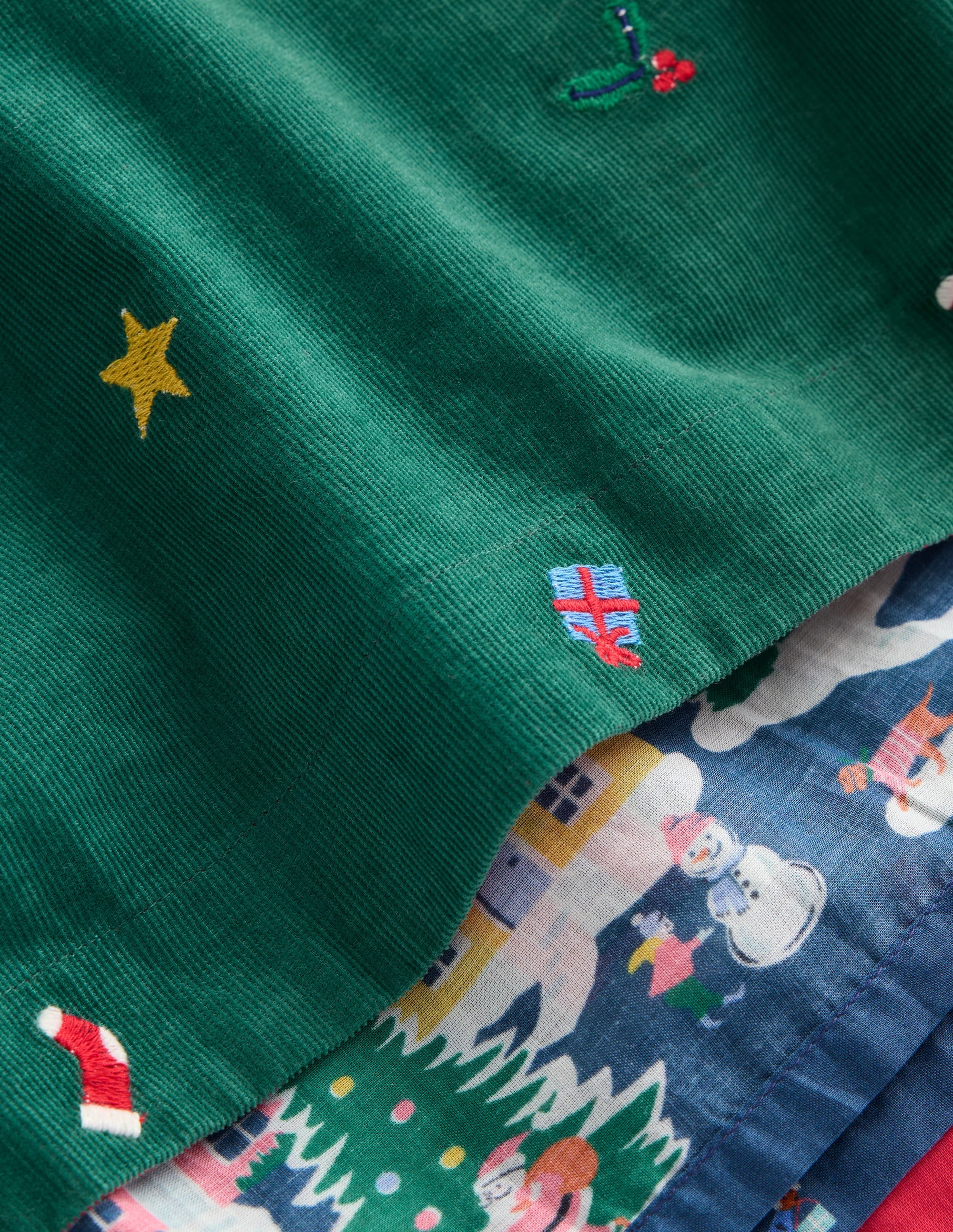 Robe de fête Peggy en velours côtelé-Broderie Festive Vert Bijou - Image 7
