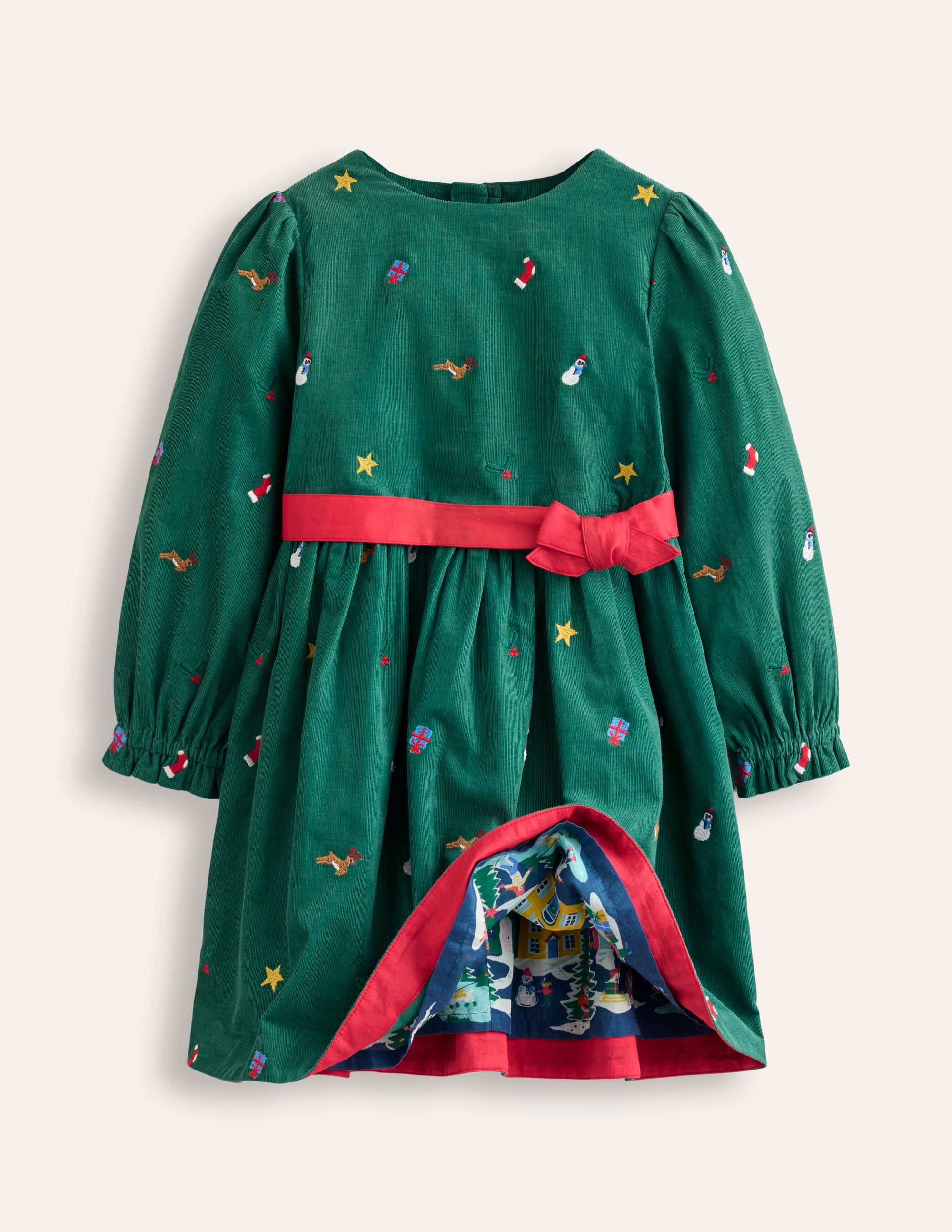 Robe de fête Peggy en velours côtelé-Broderie Festive Vert Bijou - Image 8
