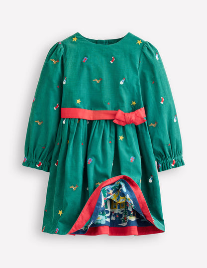 Peggy Cord Party Dress-Rockabilly Red Berry Floral-7