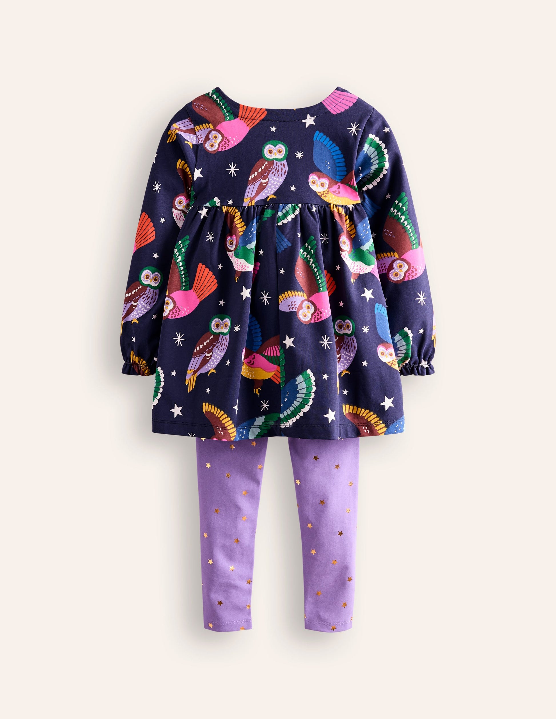 Print Tunic and Leggings Set-College Navy Owls-2
