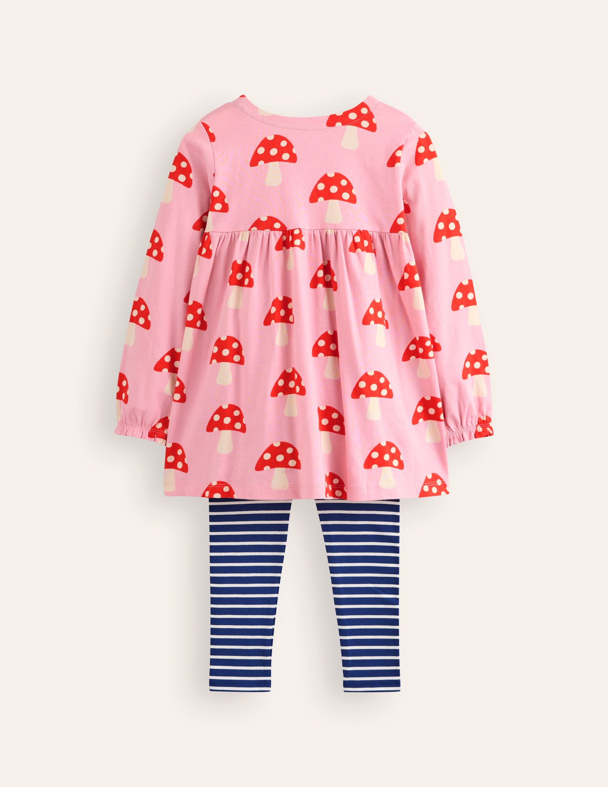 Ensemble imprimé tunique et legging-Grands champignons rose vintage - Image 2