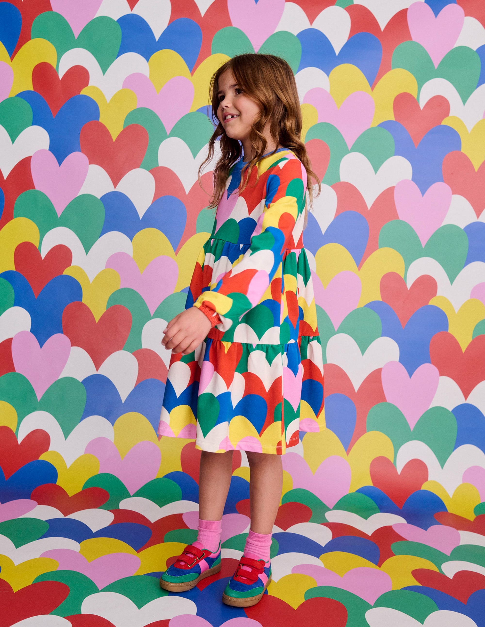 Dixie Gestuftes Sweatshirtkleid-Bunt Collage Herzen - Image 5