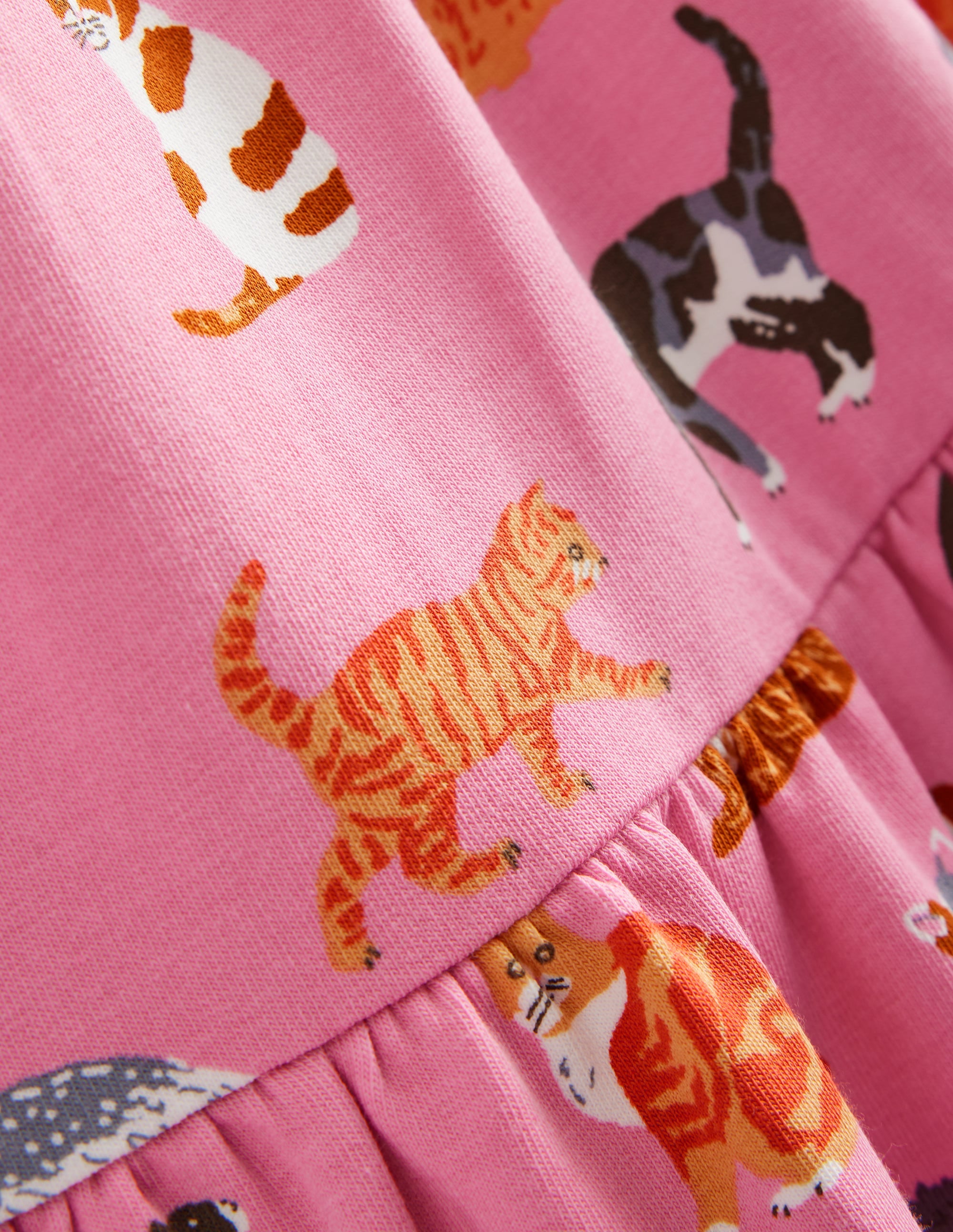 Dixie Gestuftes Sweatshirtkleid-Kirschblütenrosa Katzen - Image 3