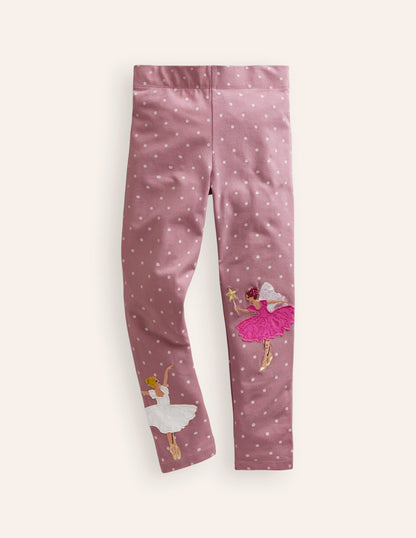 Leggings mit Applikationen-Vintage-Rosa Ballerinas