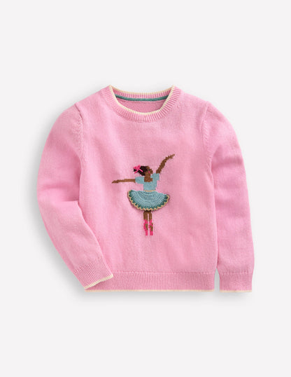 Origineller Pullover mit Logo-Kreiderosa Ballerina