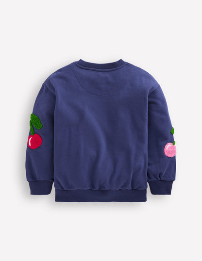 Bouclé-Sweatshirt mit Grafik-Steuerbordblau Kirschen