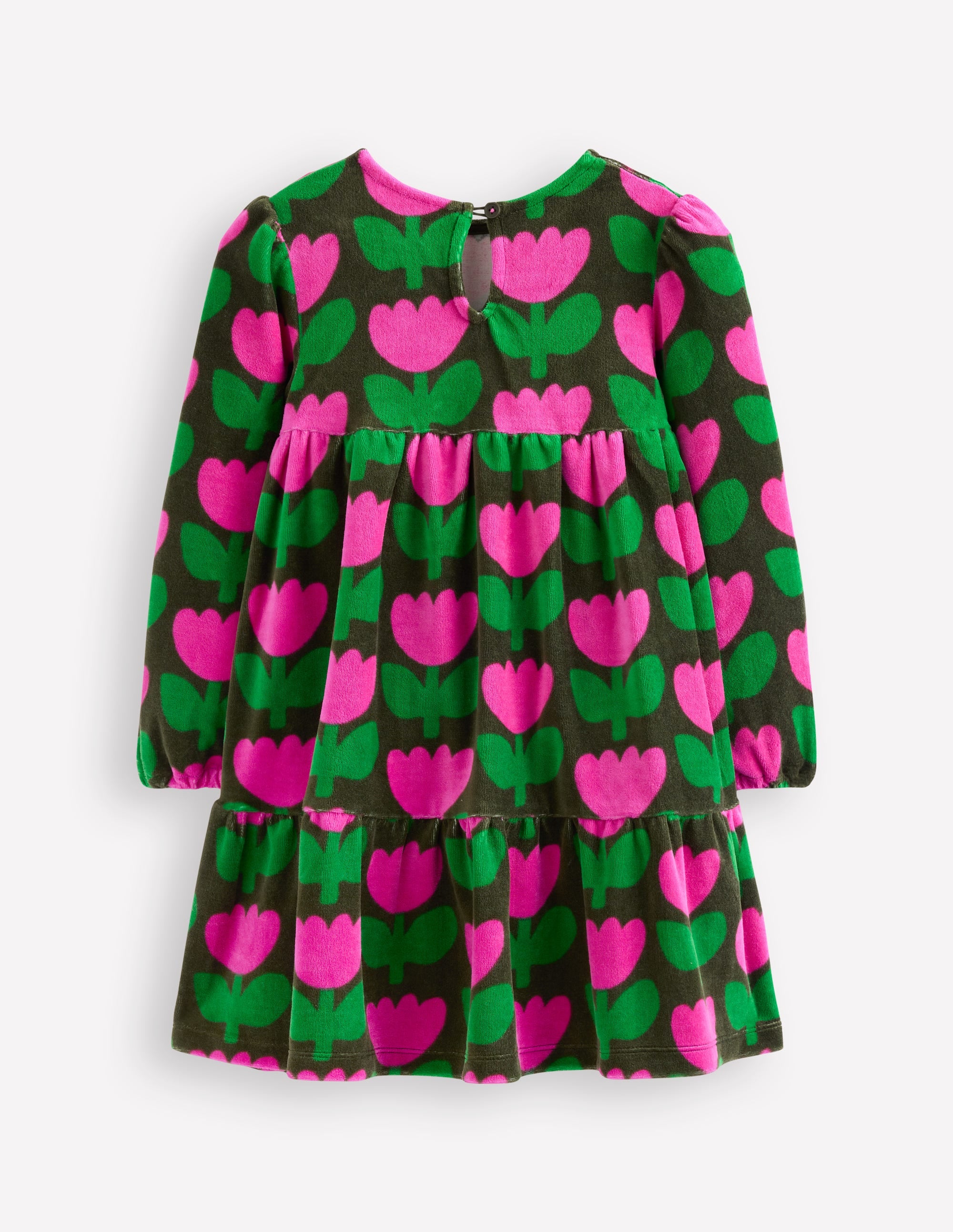 Robe en velours à volants-Tulipe kaki classique - Image 2