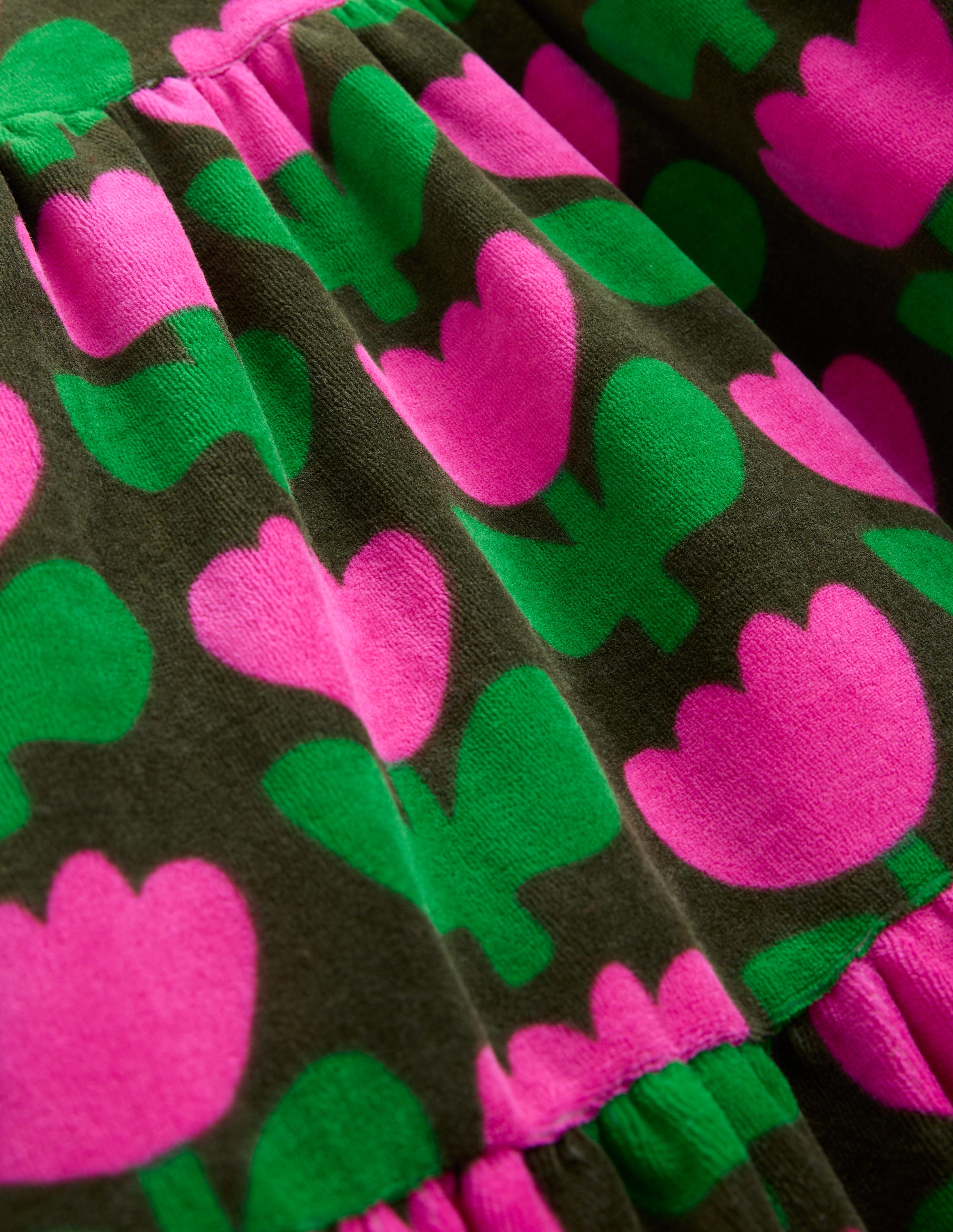 Robe en velours à volants-Tulipe kaki classique - Image 3