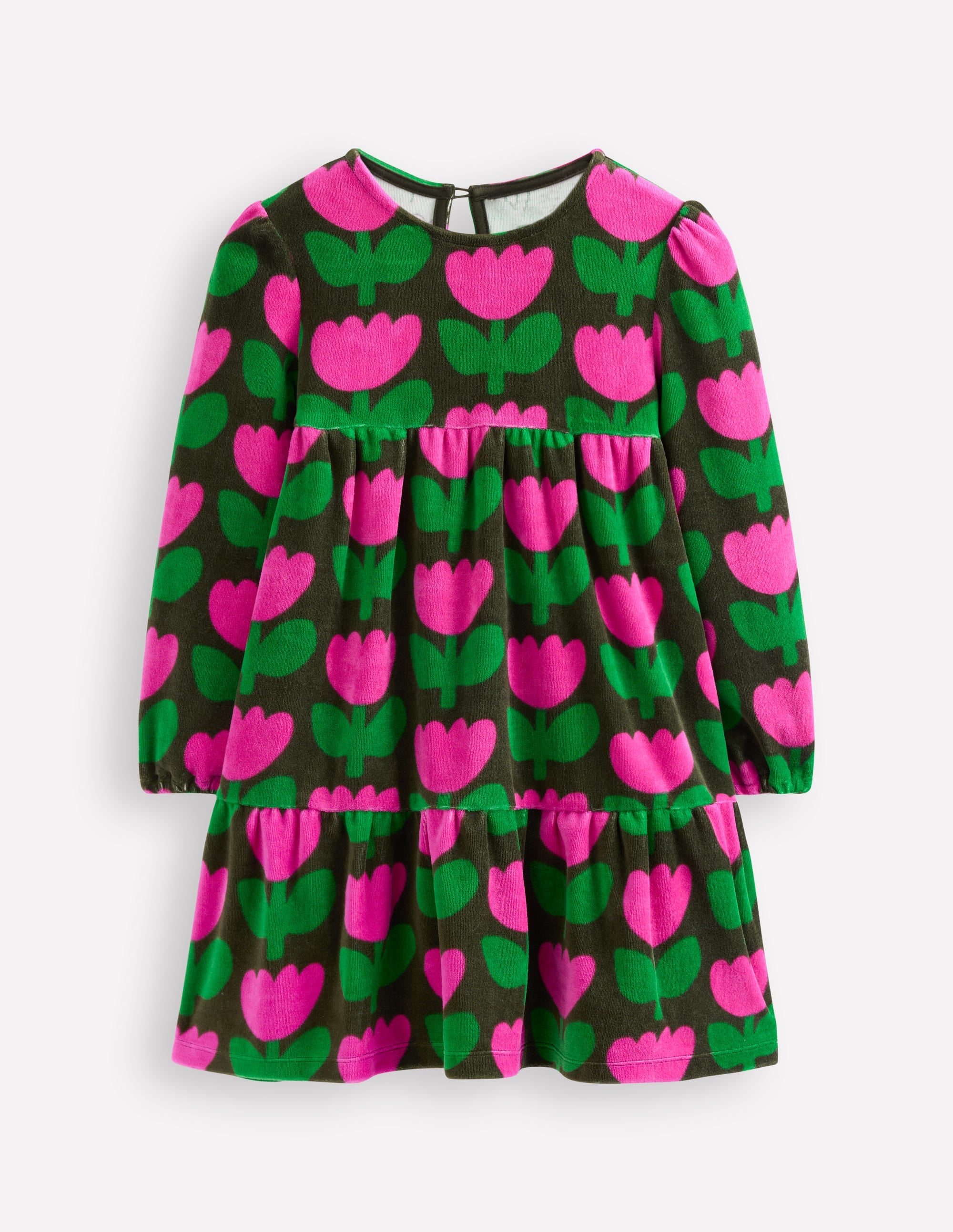 Robe en velours à volants-Tulipe kaki classique - Image 1