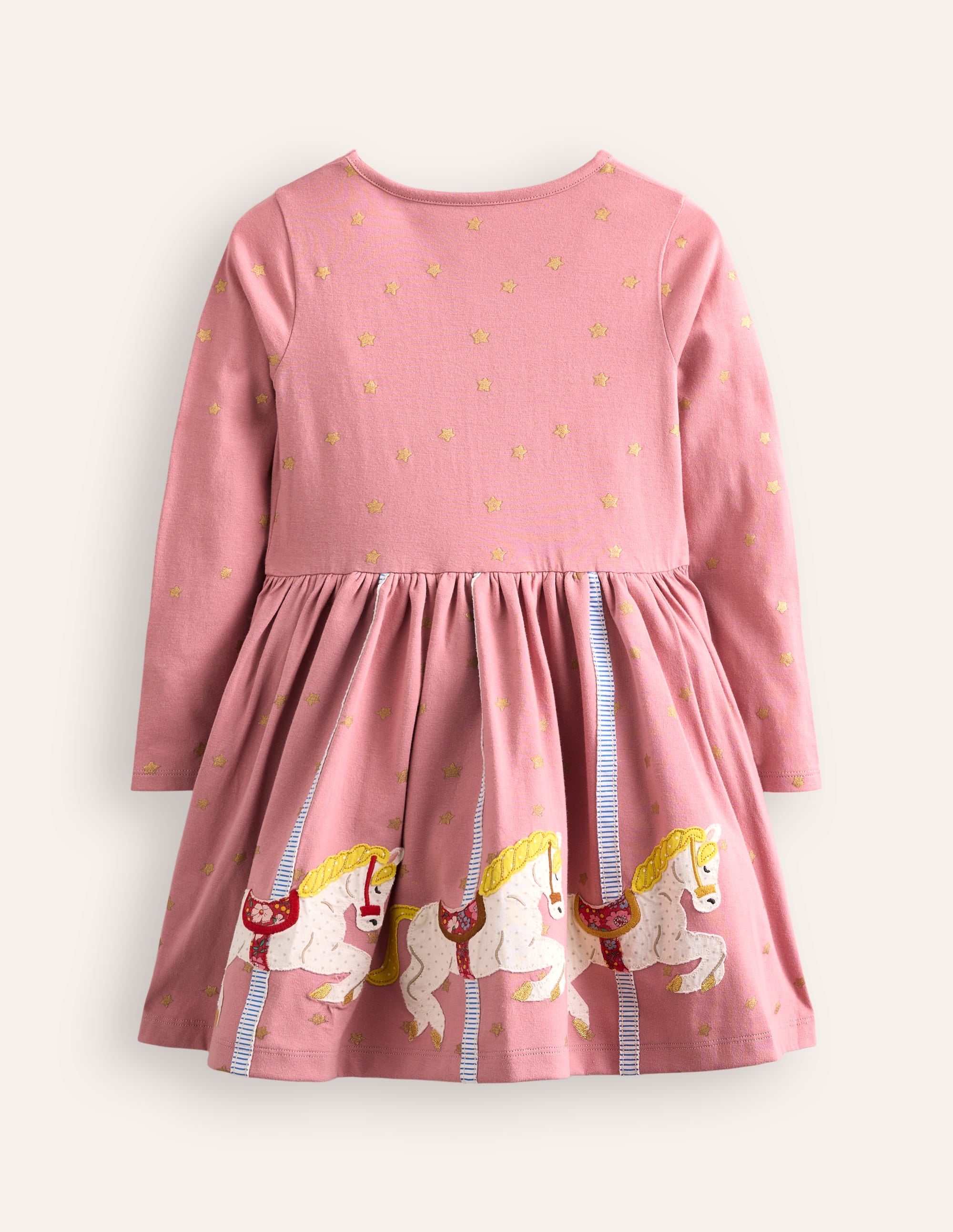 Jerseykleid mit Saumapplikation-Vintage-Rosa Karussell - Image 2