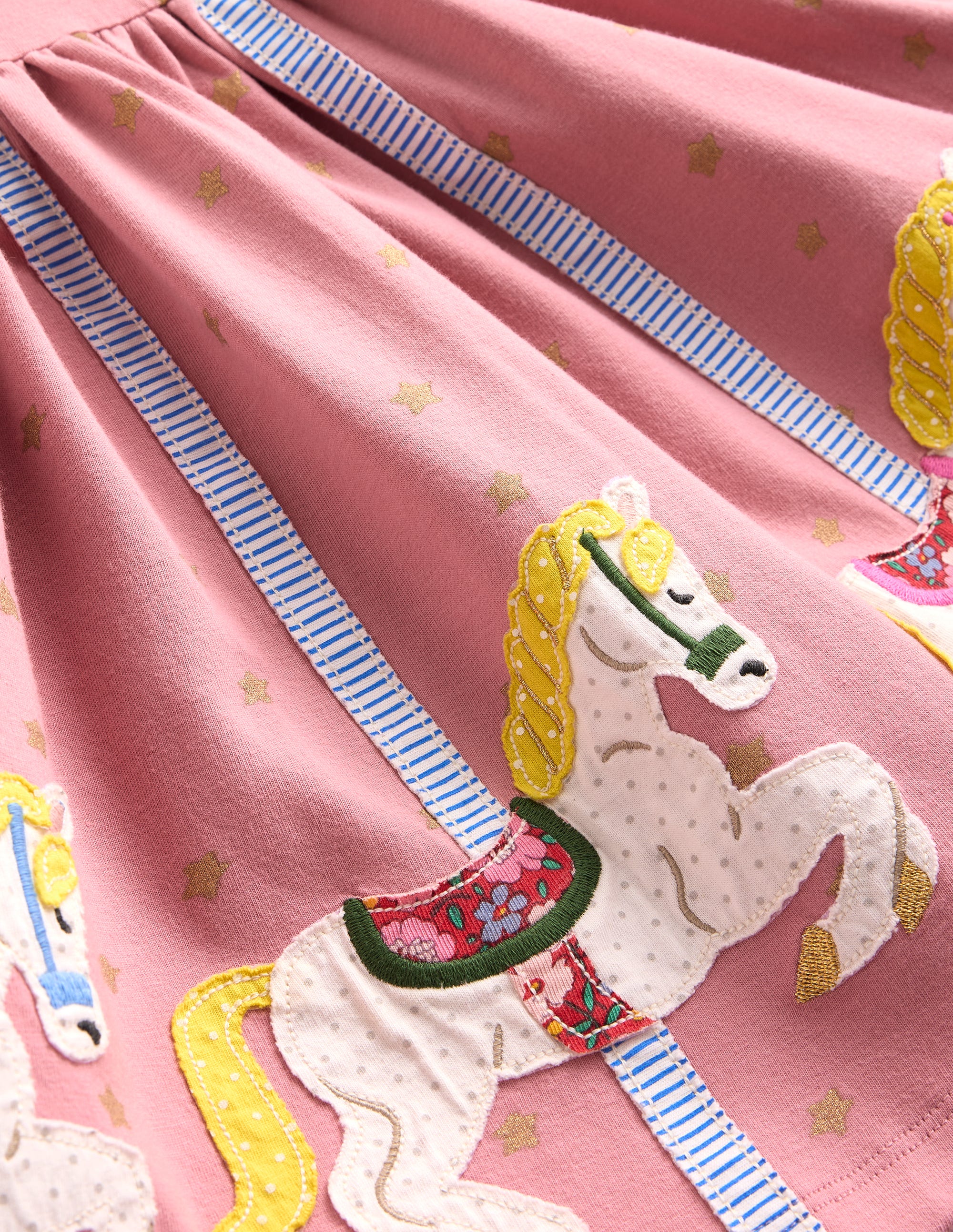 Jerseykleid mit Saumapplikation-Vintage-Rosa Karussell - Image 3