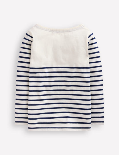 Ella Lustiges Breton-College-Marineblau/Naturweiß Herzen