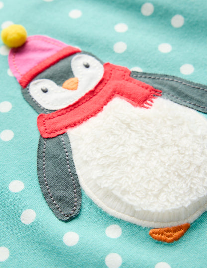 Jersey-Tunika mit Applikationen-Bachblau Punkte Pinguine-3