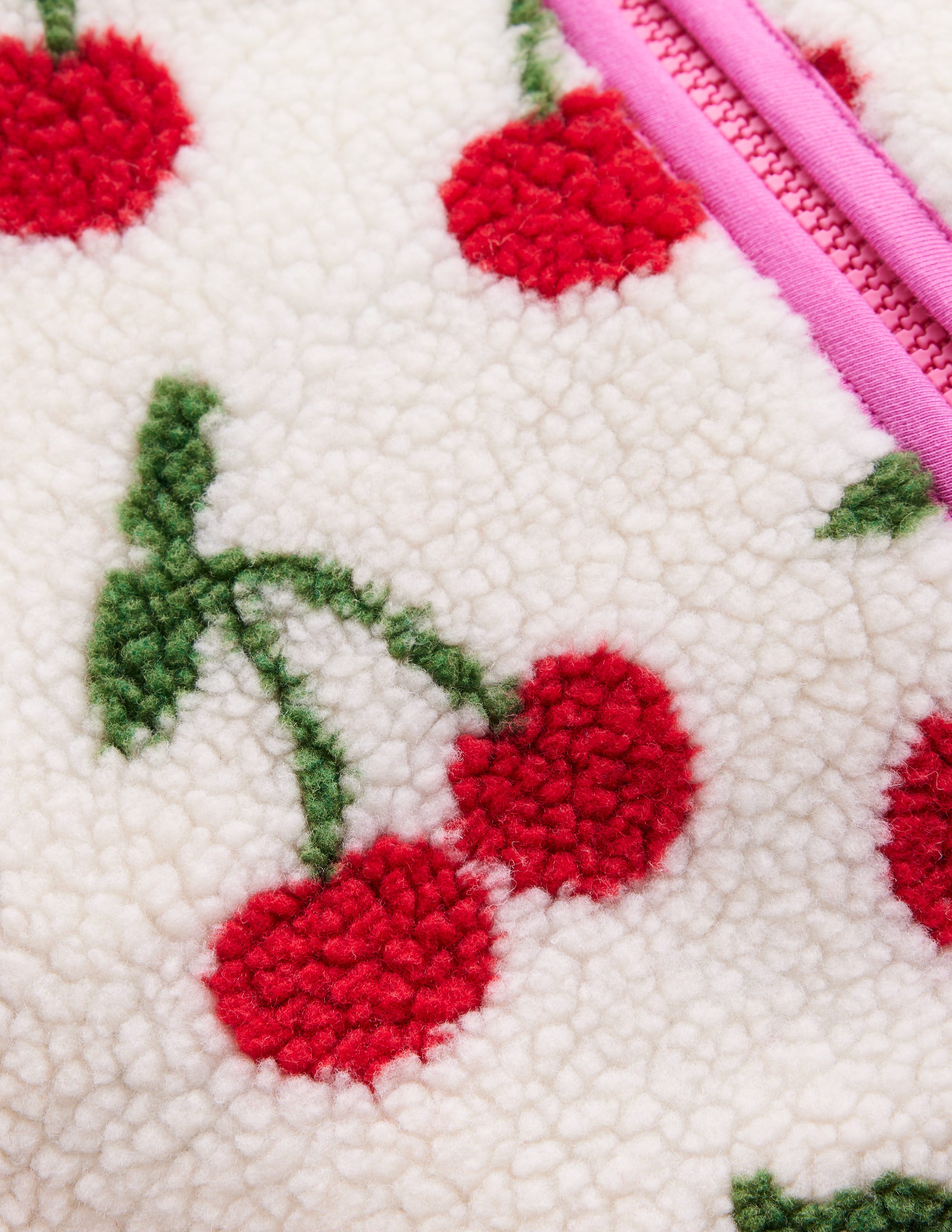 Eden Teddyfelljacke mit durchgehendem Reißverschluss-Haferbeige Kirschen - Image 3