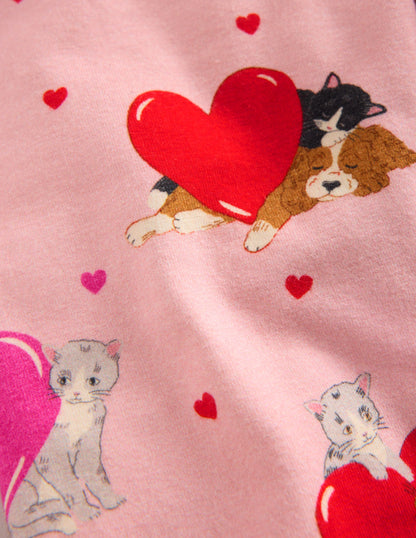 Legging fun-Animaux de la Saint-Valentin rose craie