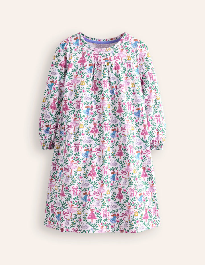 Langärmliges Nachthemd mit Druck-Birds