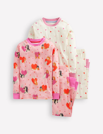 2 pyjamas douillets-Saint-Valentin rose craie