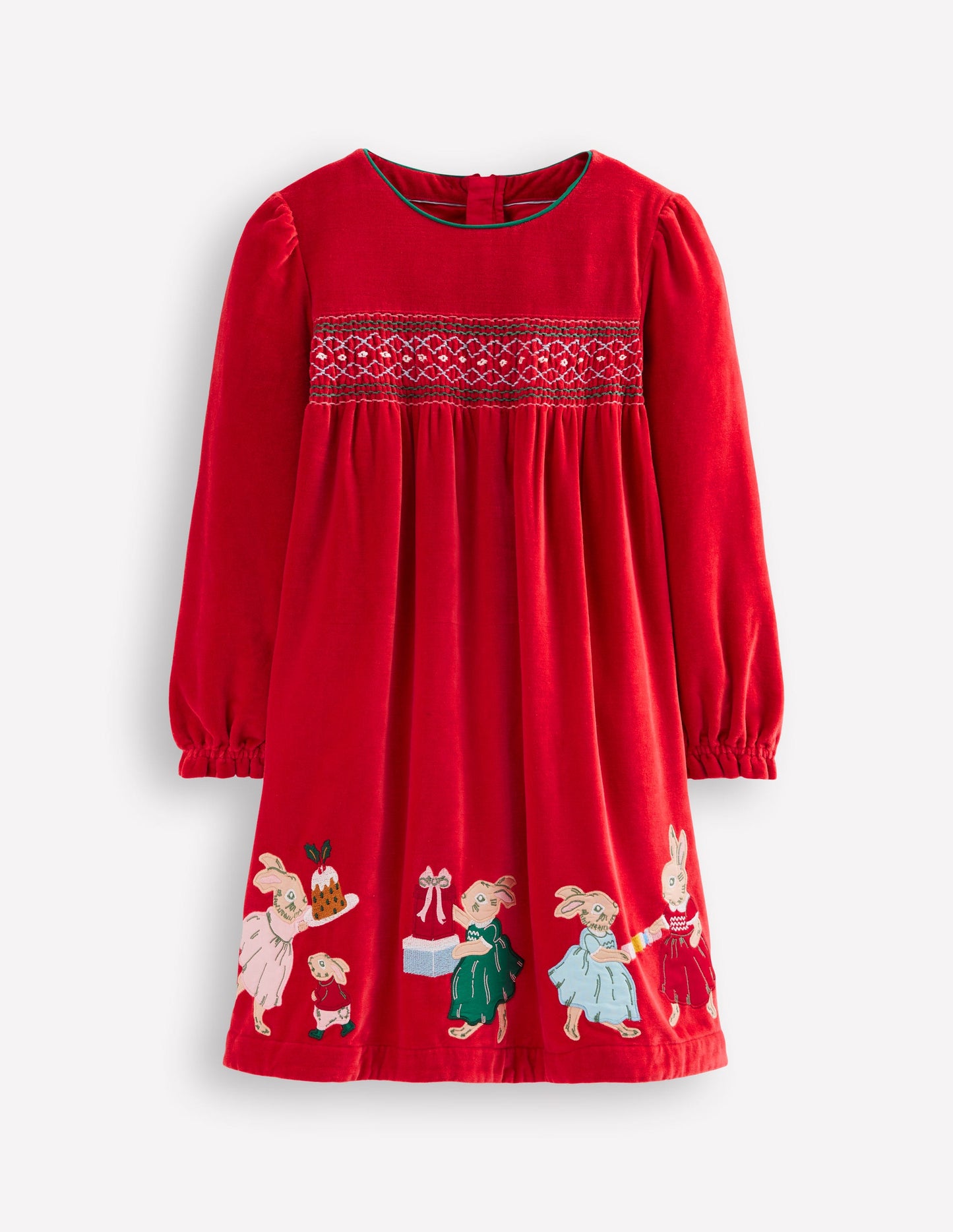 Robe Bess cosy à smocks-Lapin rouge coquelicot