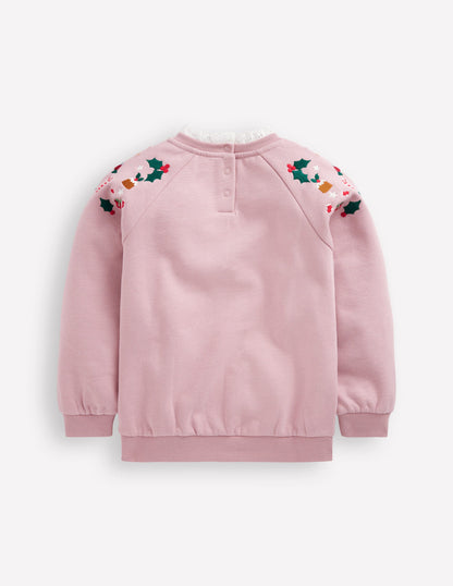 Bestickter Pullover-Vintage-Rosa