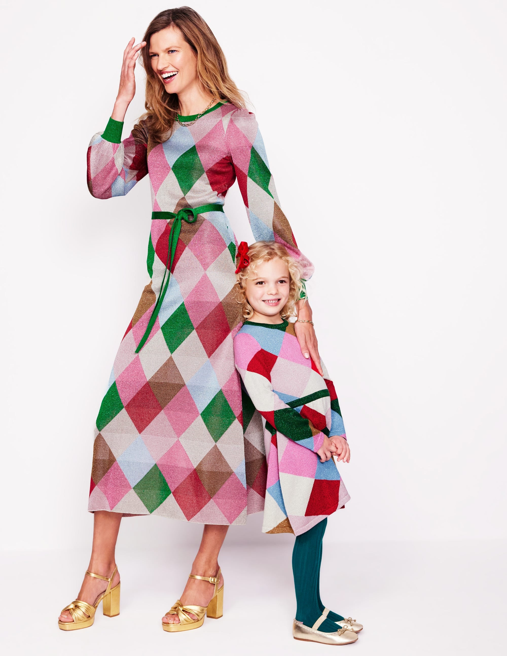 Sparkle Knitted Dress-Rainbow Argyle - Image 5