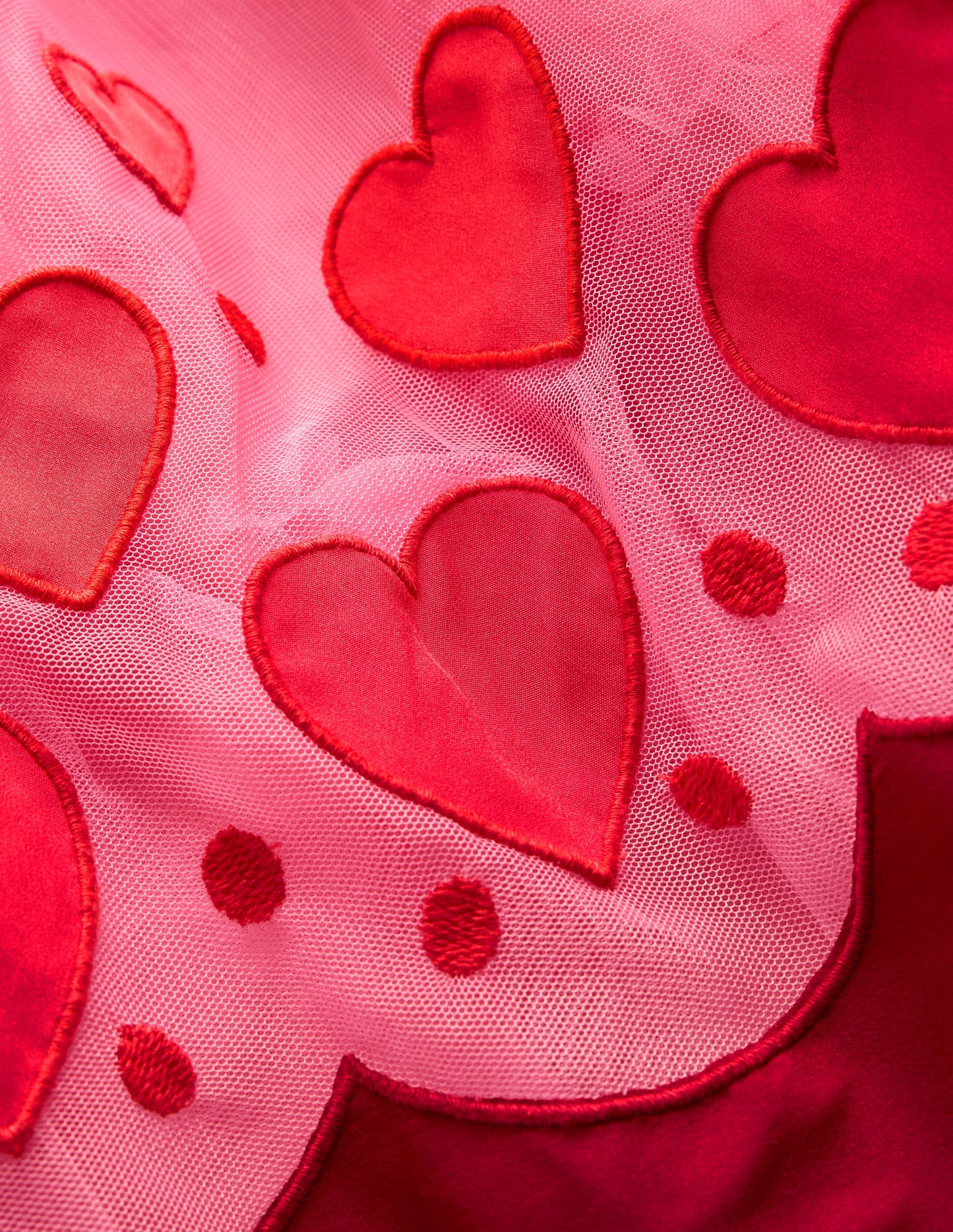 Appliqué Hem Tulle Dress-Bubblegum Pink Hearts