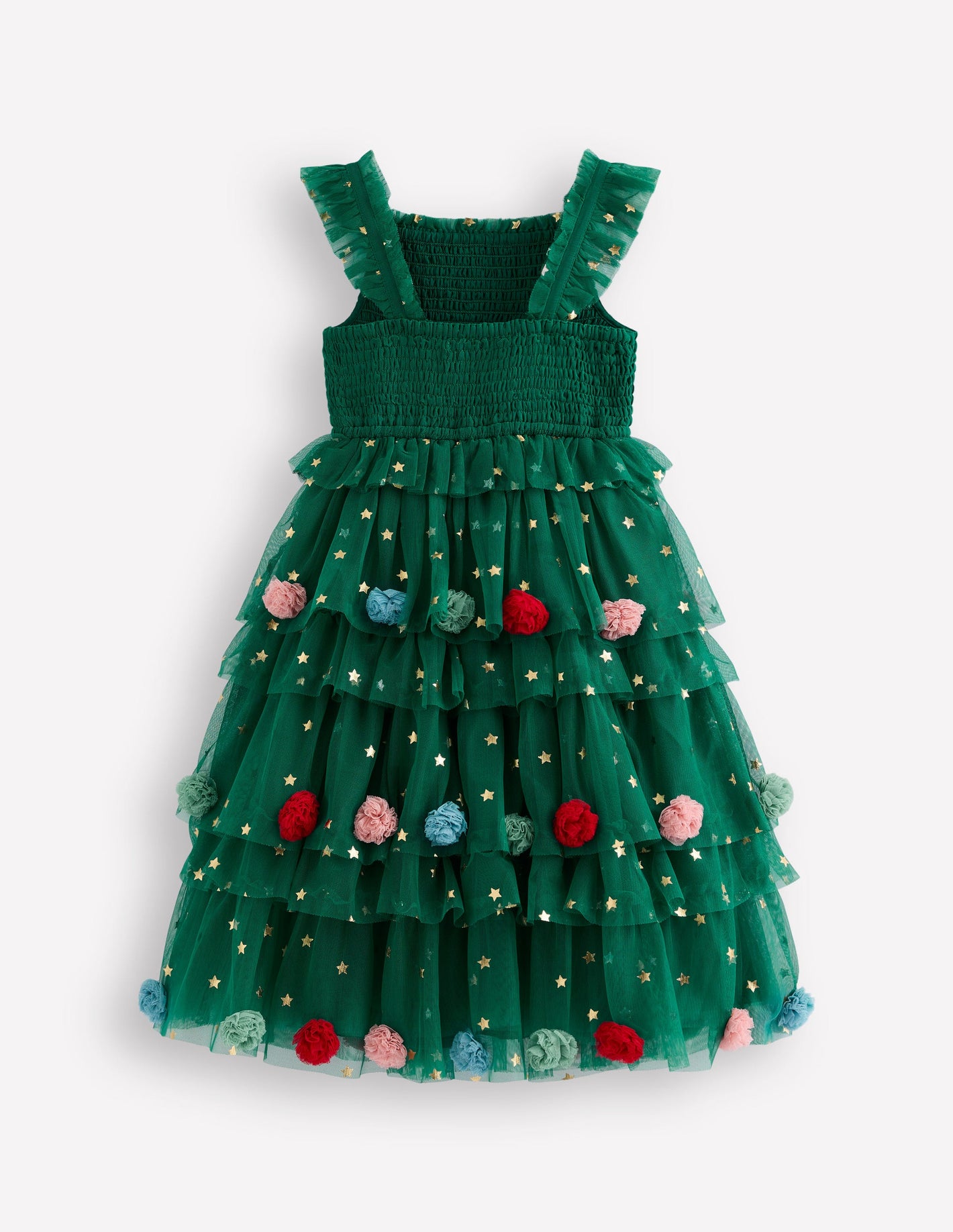 Robe Maude à volants en tulle-Sapin de Noël vert joyau