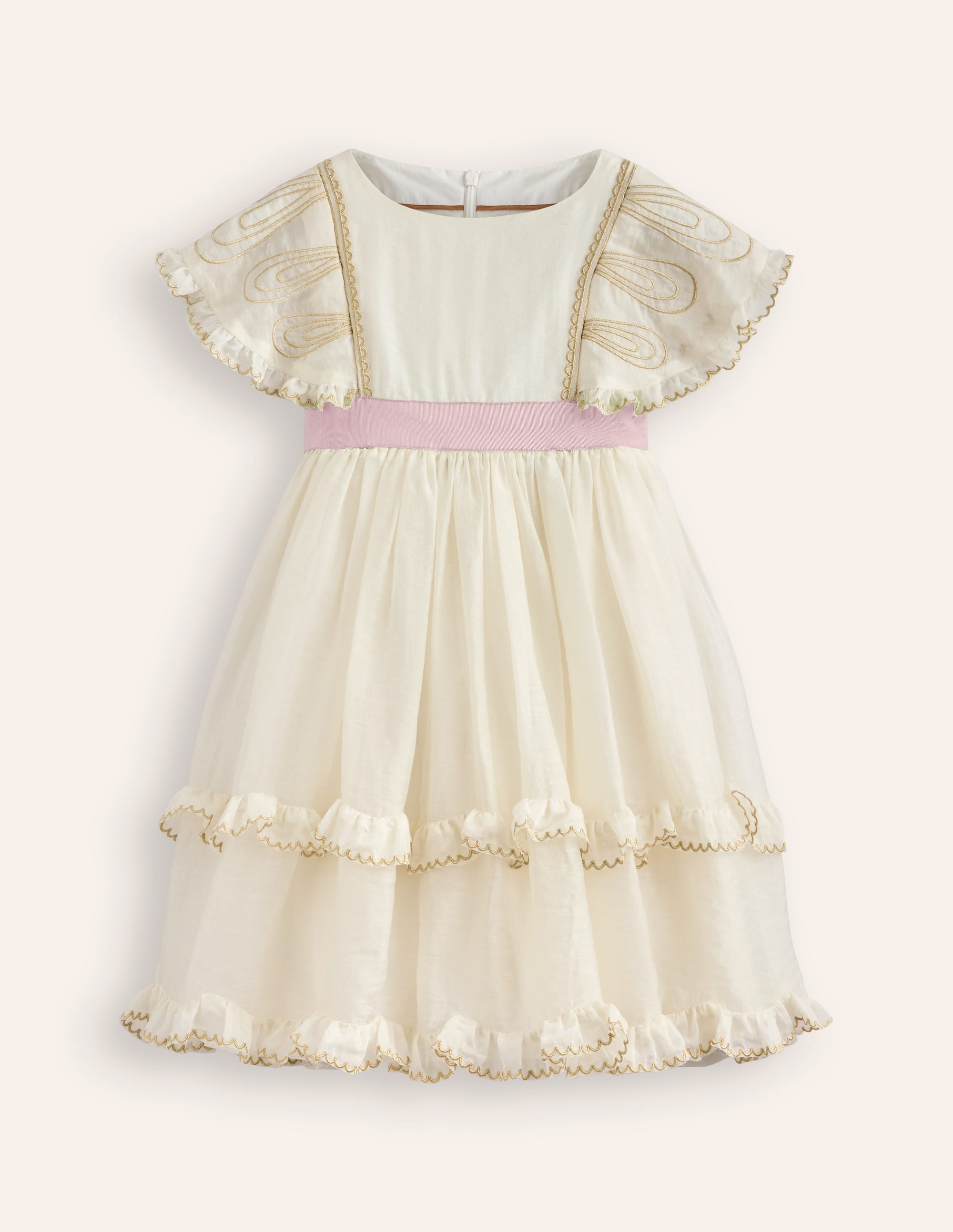 Organza Angel Ruffle Dress-Ivory - Image 1
