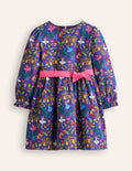 Peggy Cord Party Dress-Starboard Blue Nutcracker