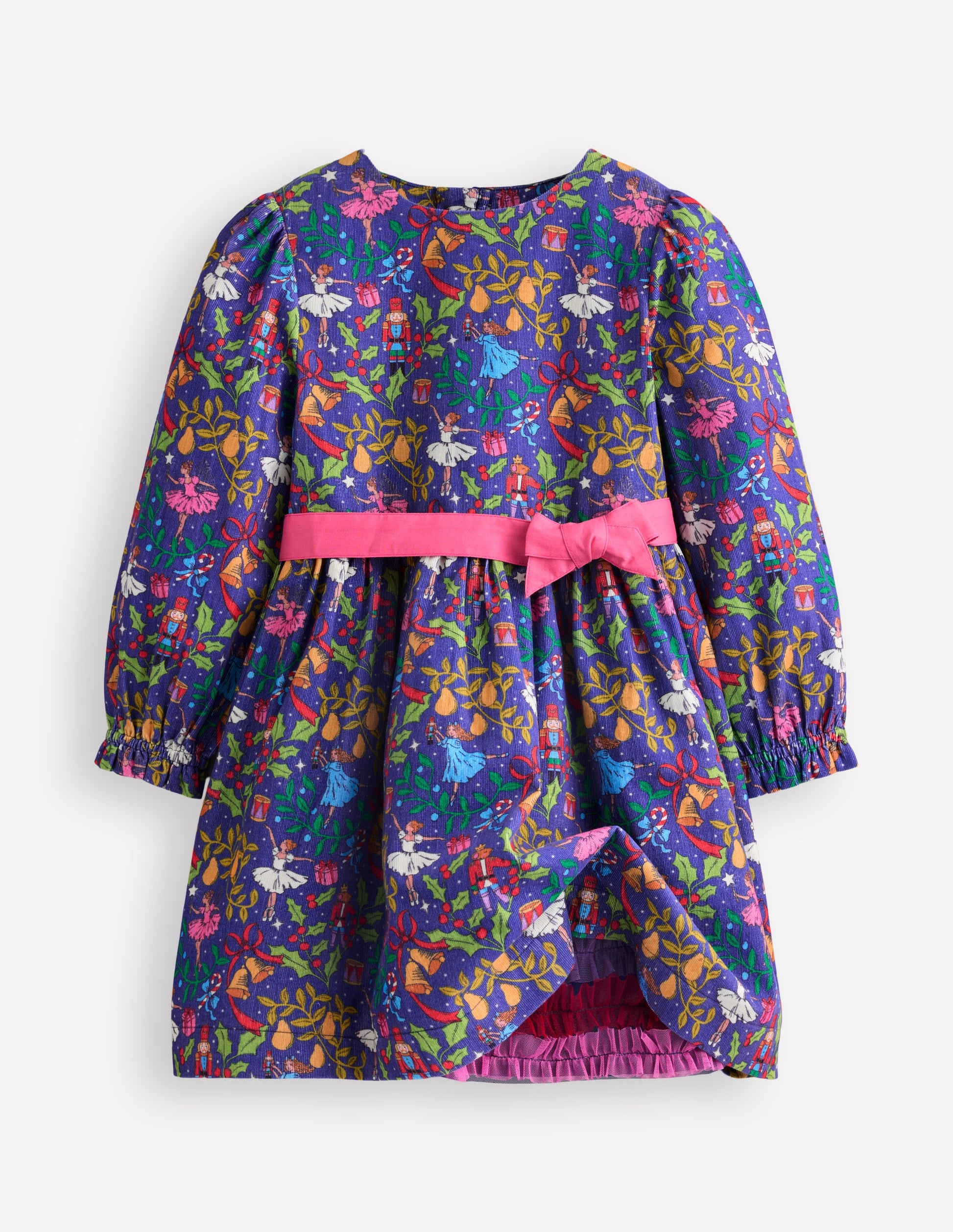 Robe de fête Peggy en velours côtelé-Casse-noisette Bleu Starboard-5