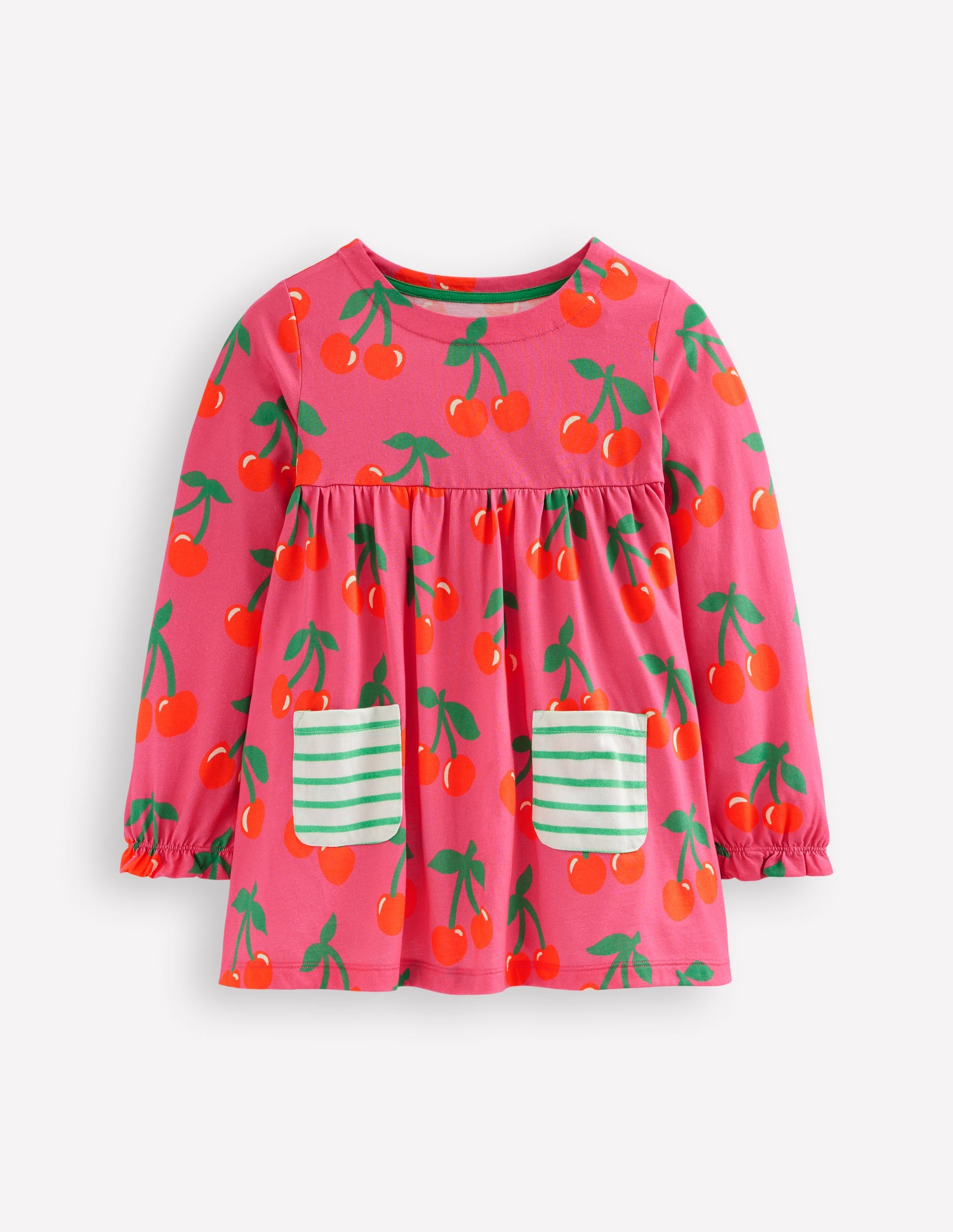 Long Sleeve Printed Tunic-Sorbet Pink Cherries - Image 1