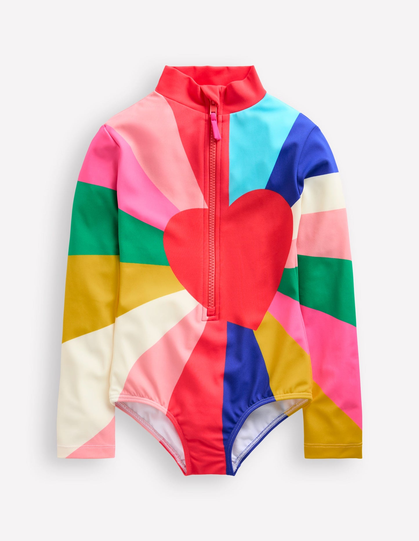 Long-Sleeved Swimsuit-Multi Rainbow Heart