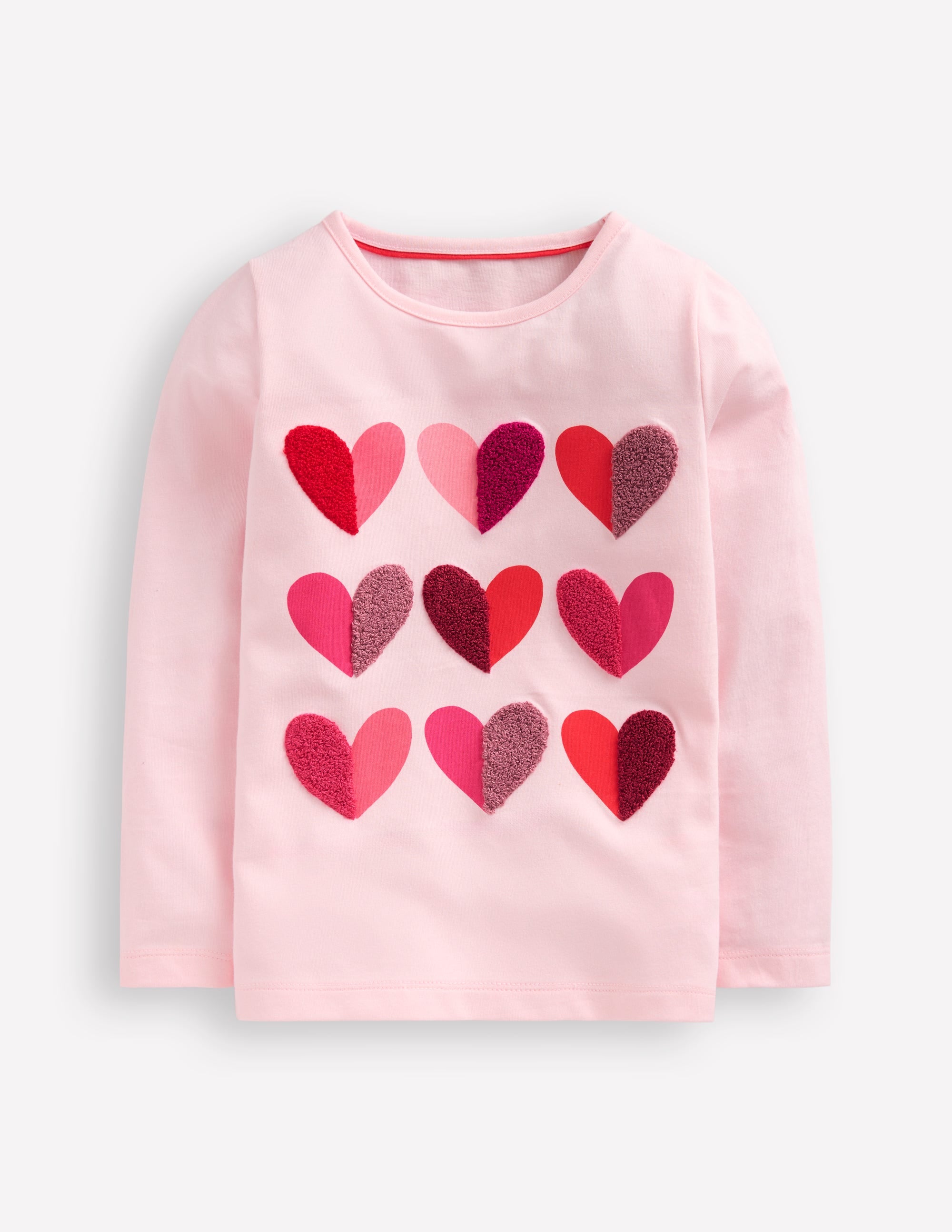 Long Sleeve Boucle T-shirt-Chalk Pink Hearts - Image 1